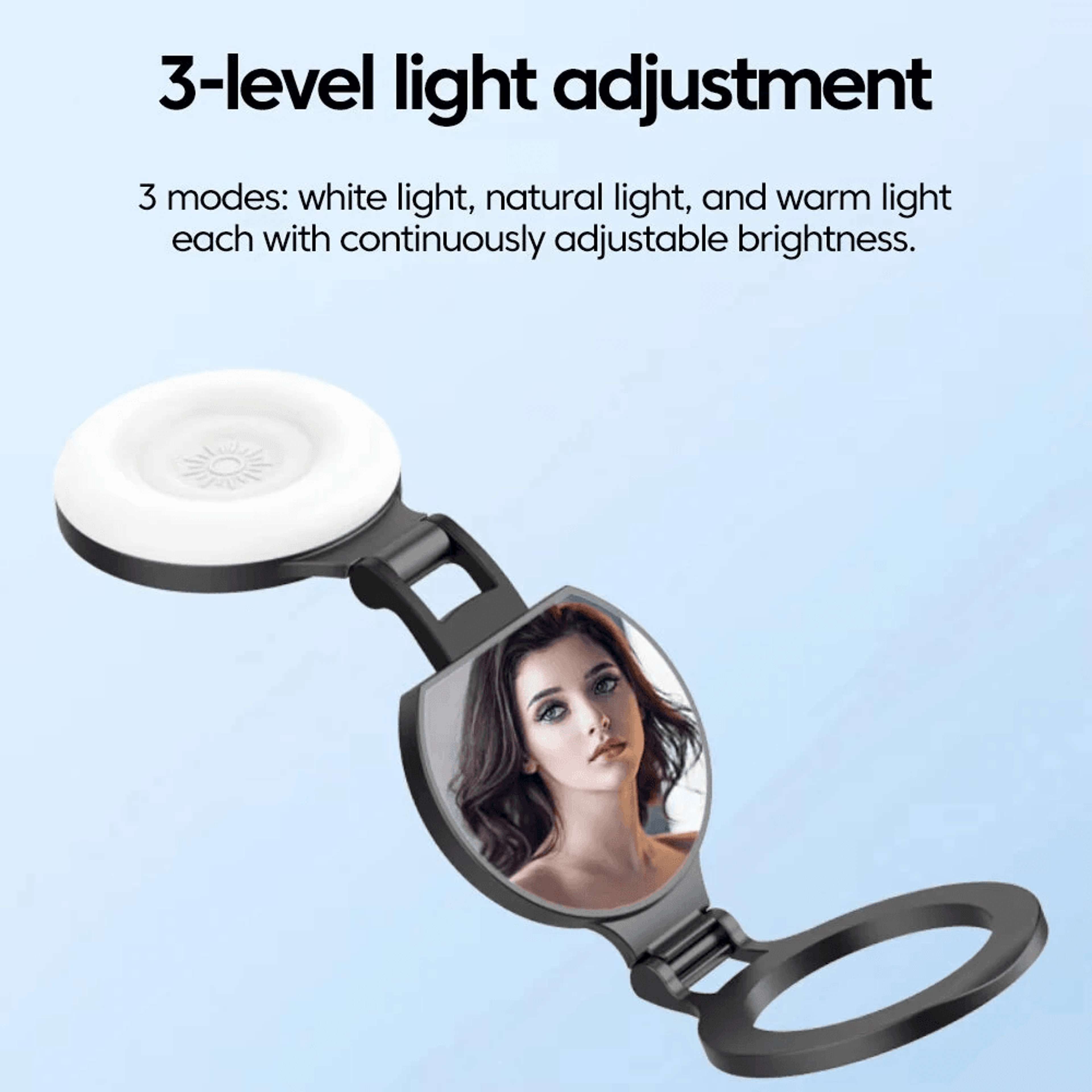 Foldable Magnetic Phone Light With Stand And Double Sided Mirror 5