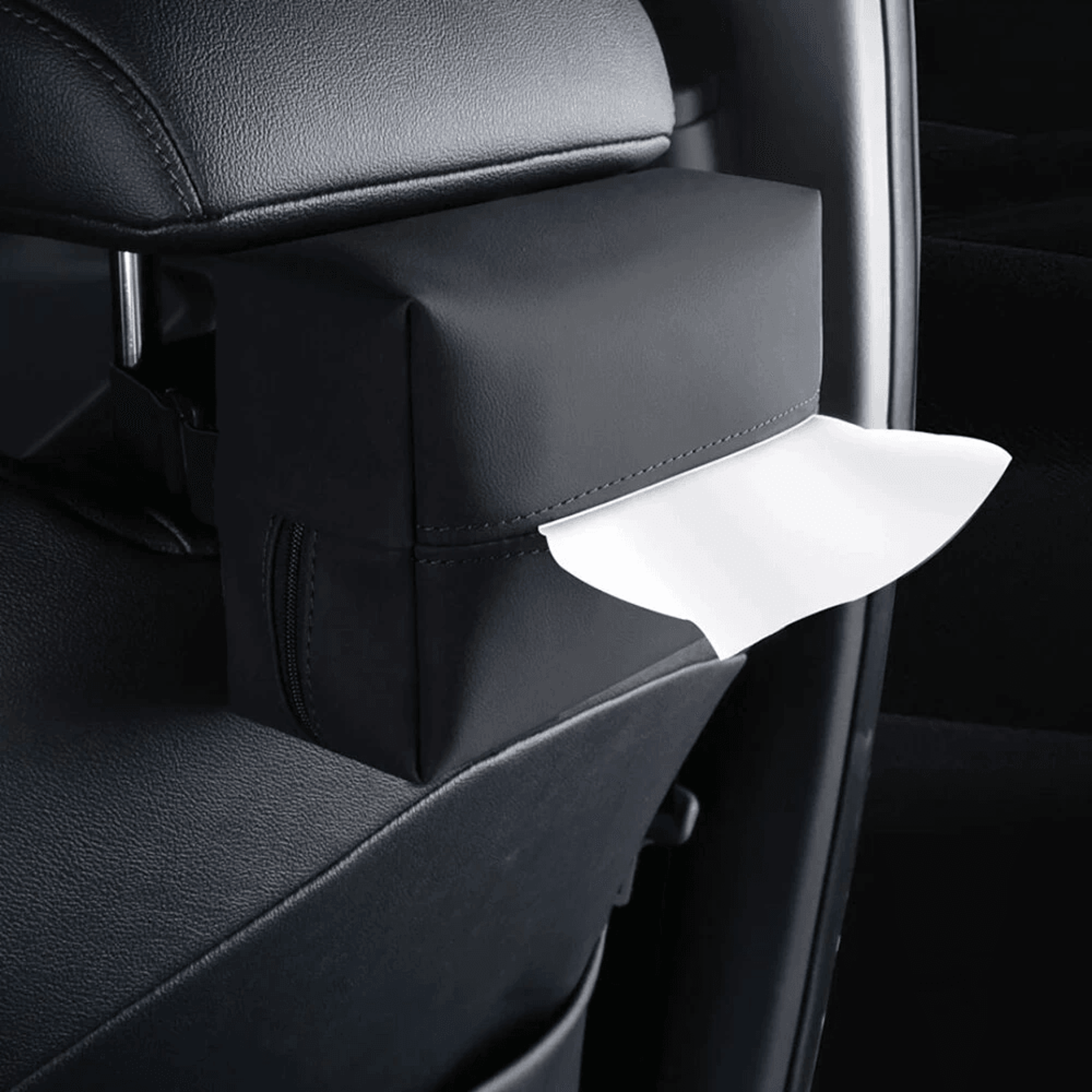 pu leather car tissue holder with fixed strap