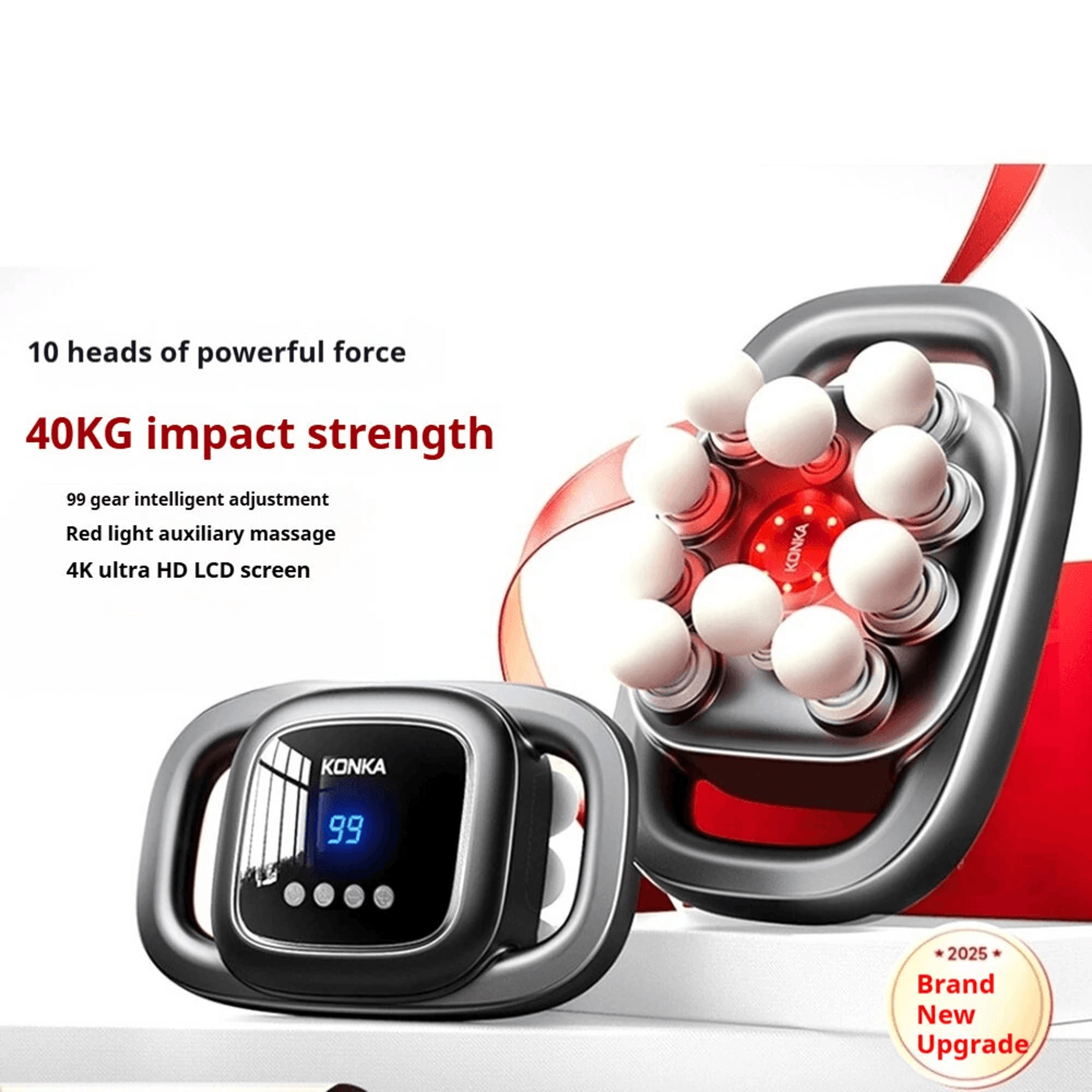 Professional Deep Tissue Massage Gun With Speeds And Red Light Therapy Black 5