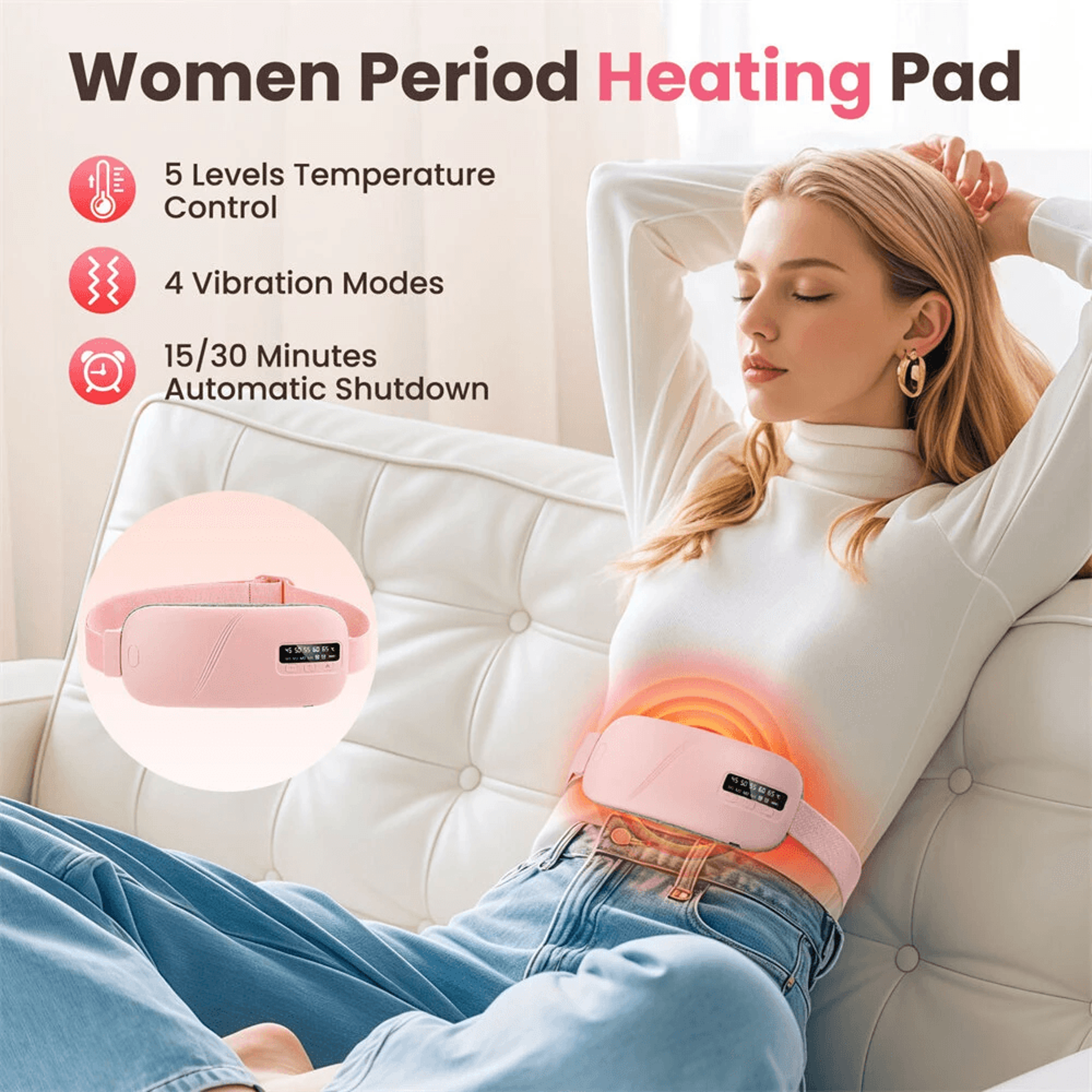 Period Heating Pad With LED Display And Adjustable Heat Settings 1