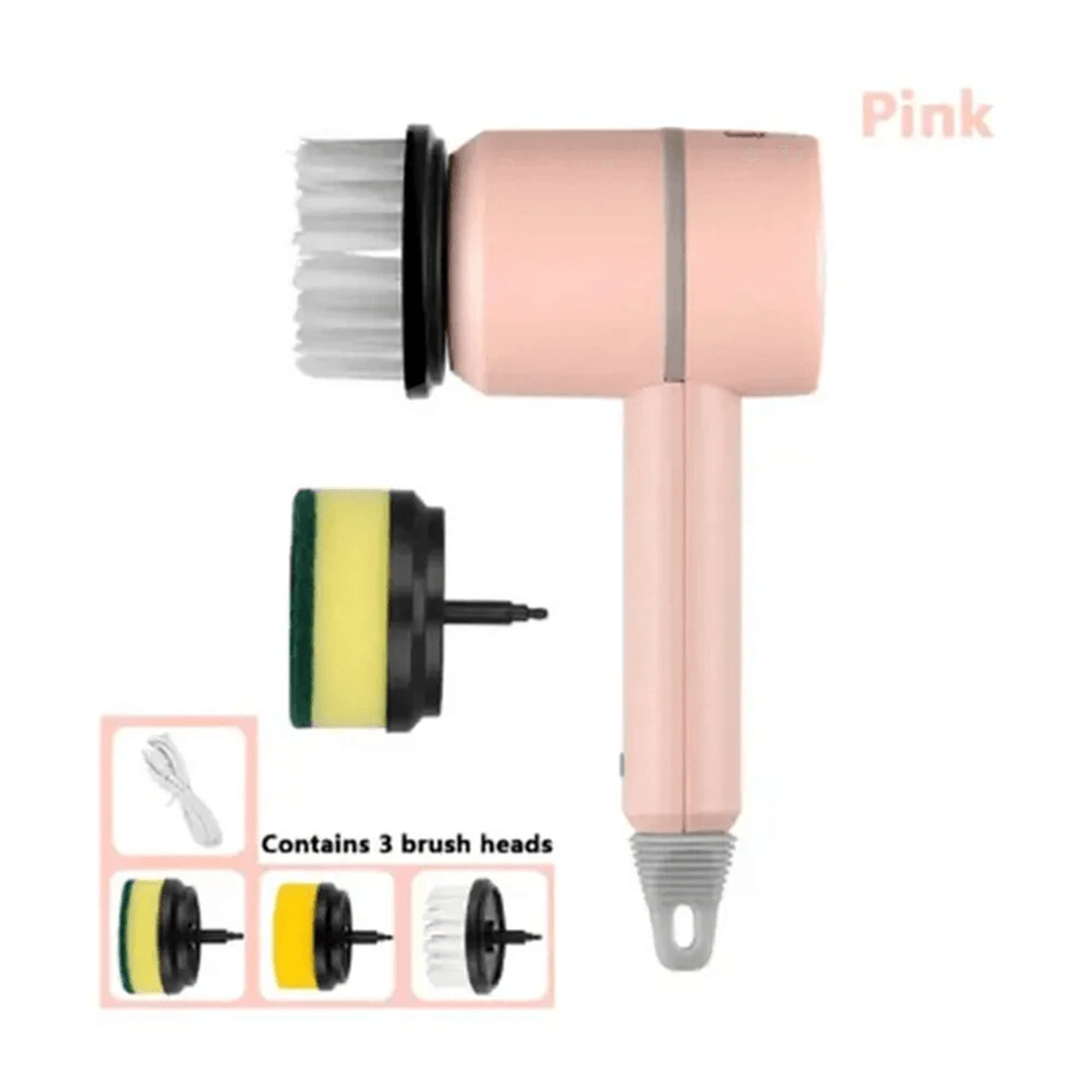 USB Rechargeable Electric Cleaning Brush With Speed Control And Brush Heads 4