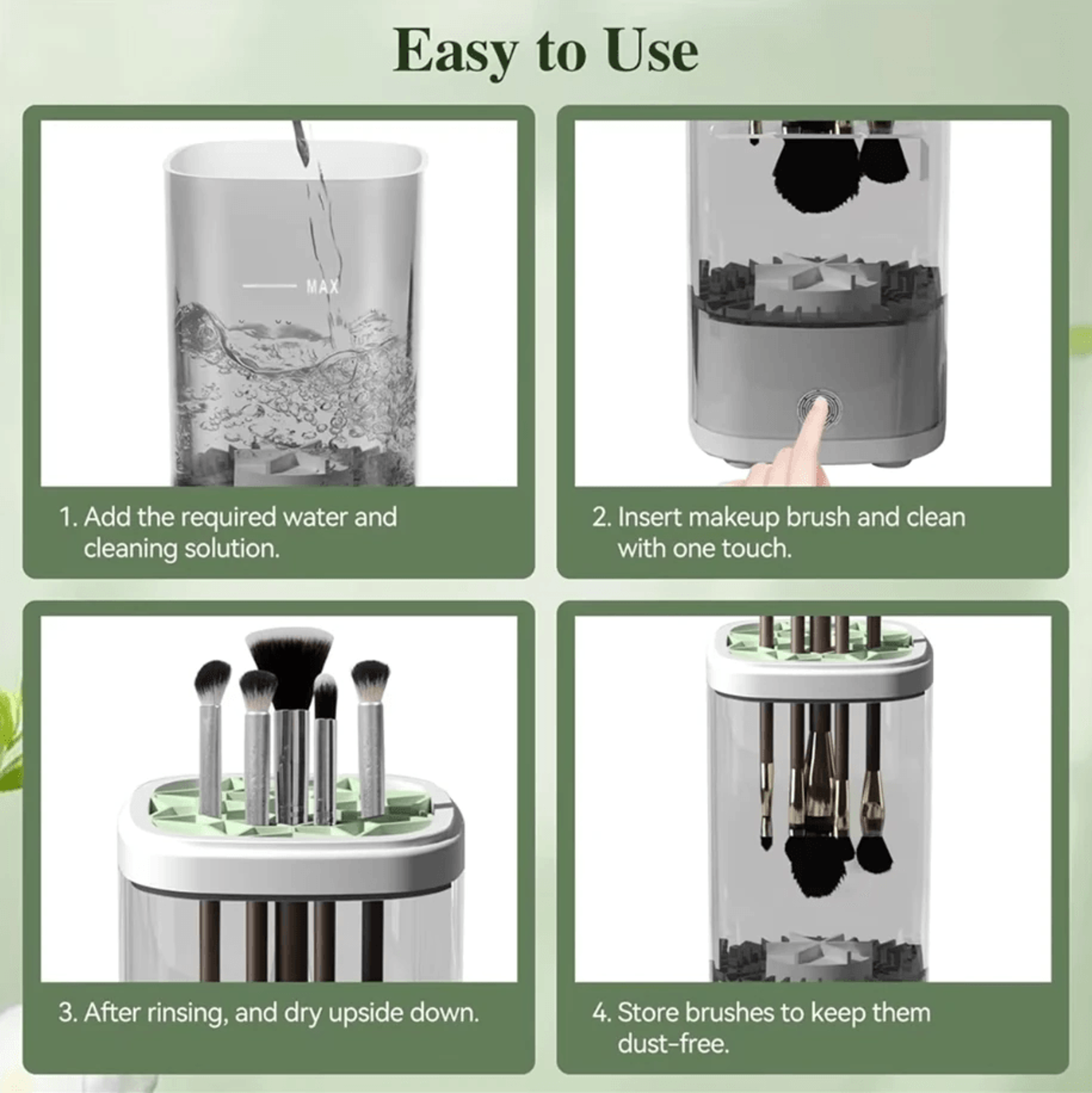 Automatic Makeup Brush Cleaner And Dryer With UV Sterilization And Brush Capacity 4