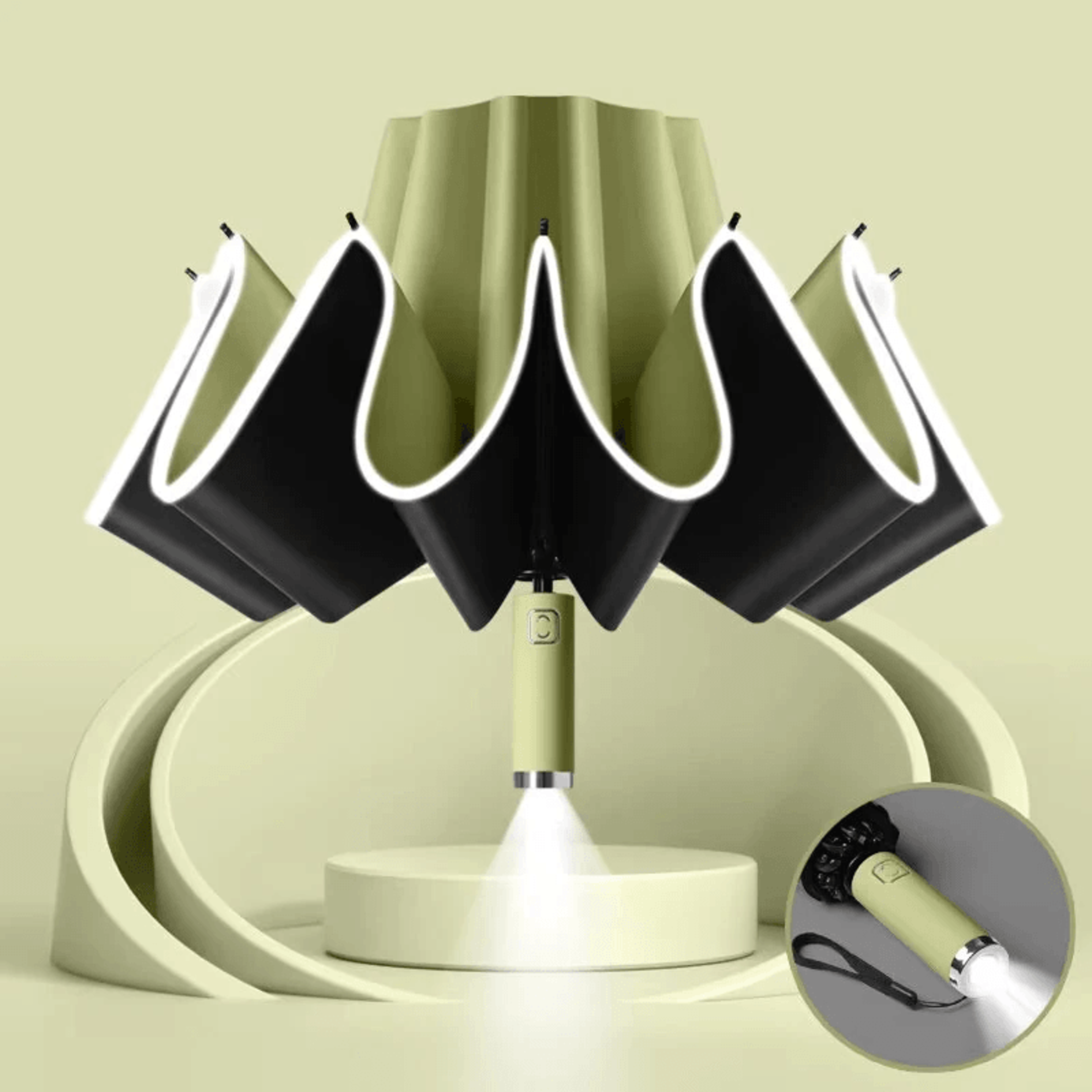 Automatic Reverse Folding Umbrella With LED Handle Reinforced Ribs And UV Protection 6