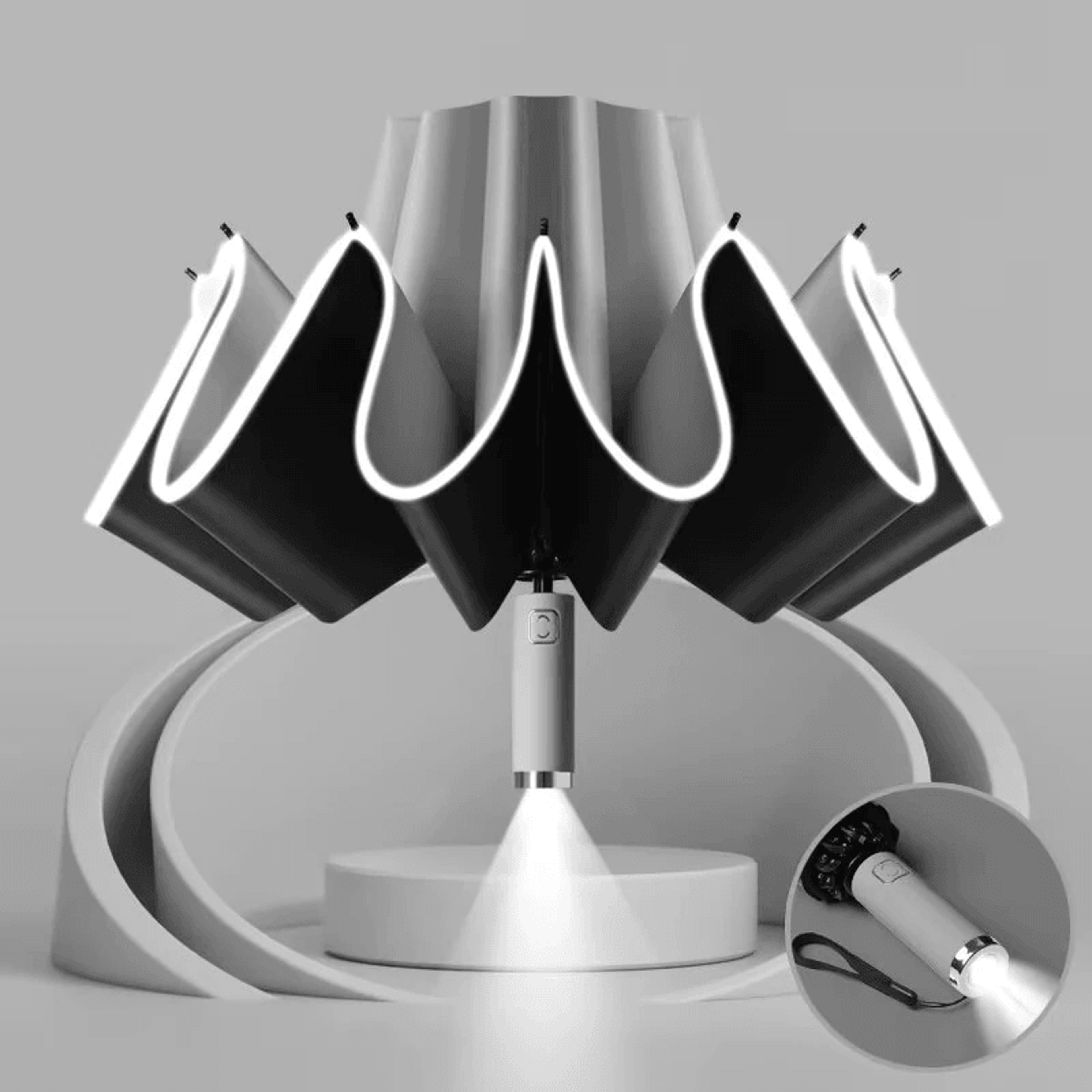 Automatic Reverse Folding Umbrella With LED Handle Reinforced Ribs And UV Protection 0