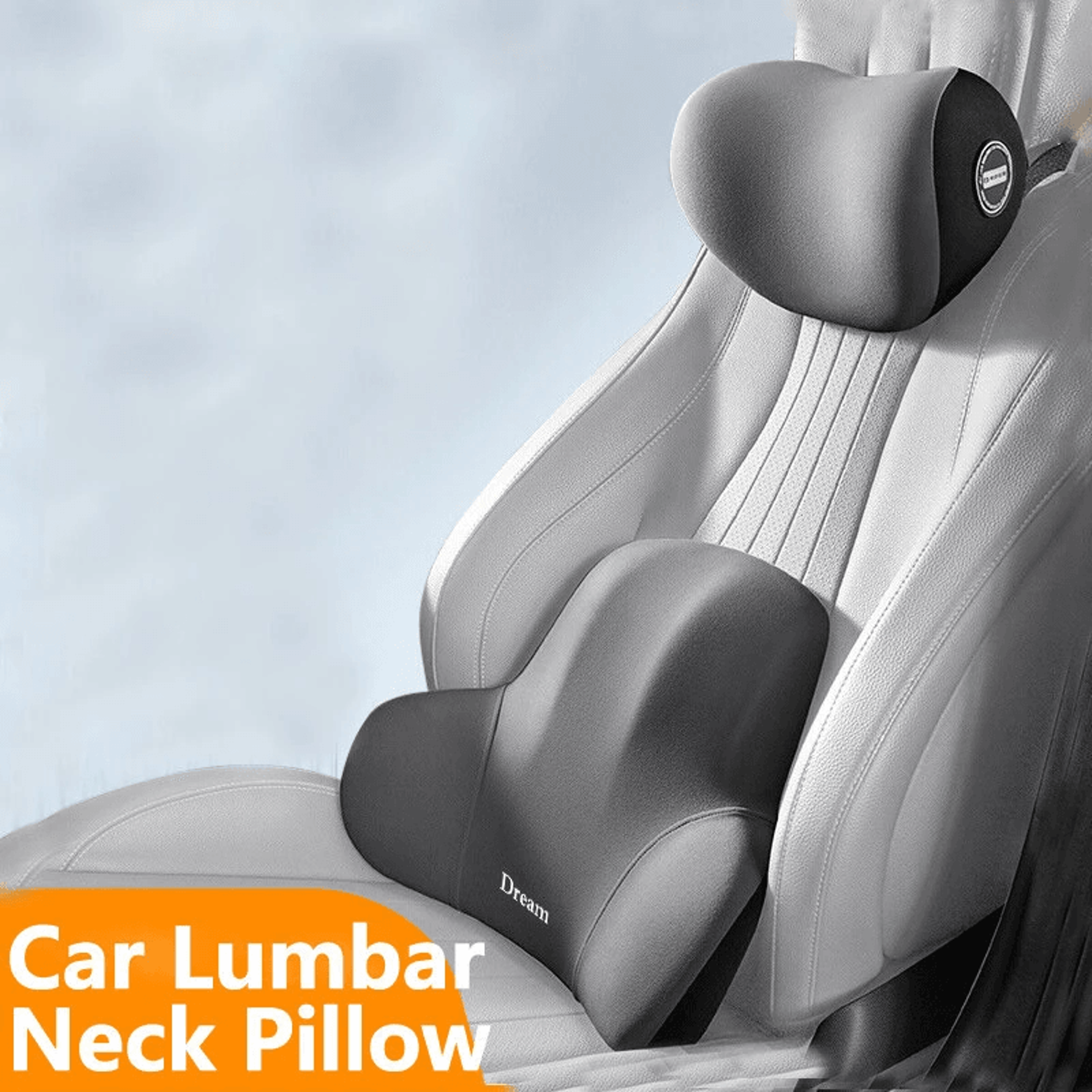 Car Headrest Neck Pillow And Lumbar Support Cushion Set With Memory Foam 3