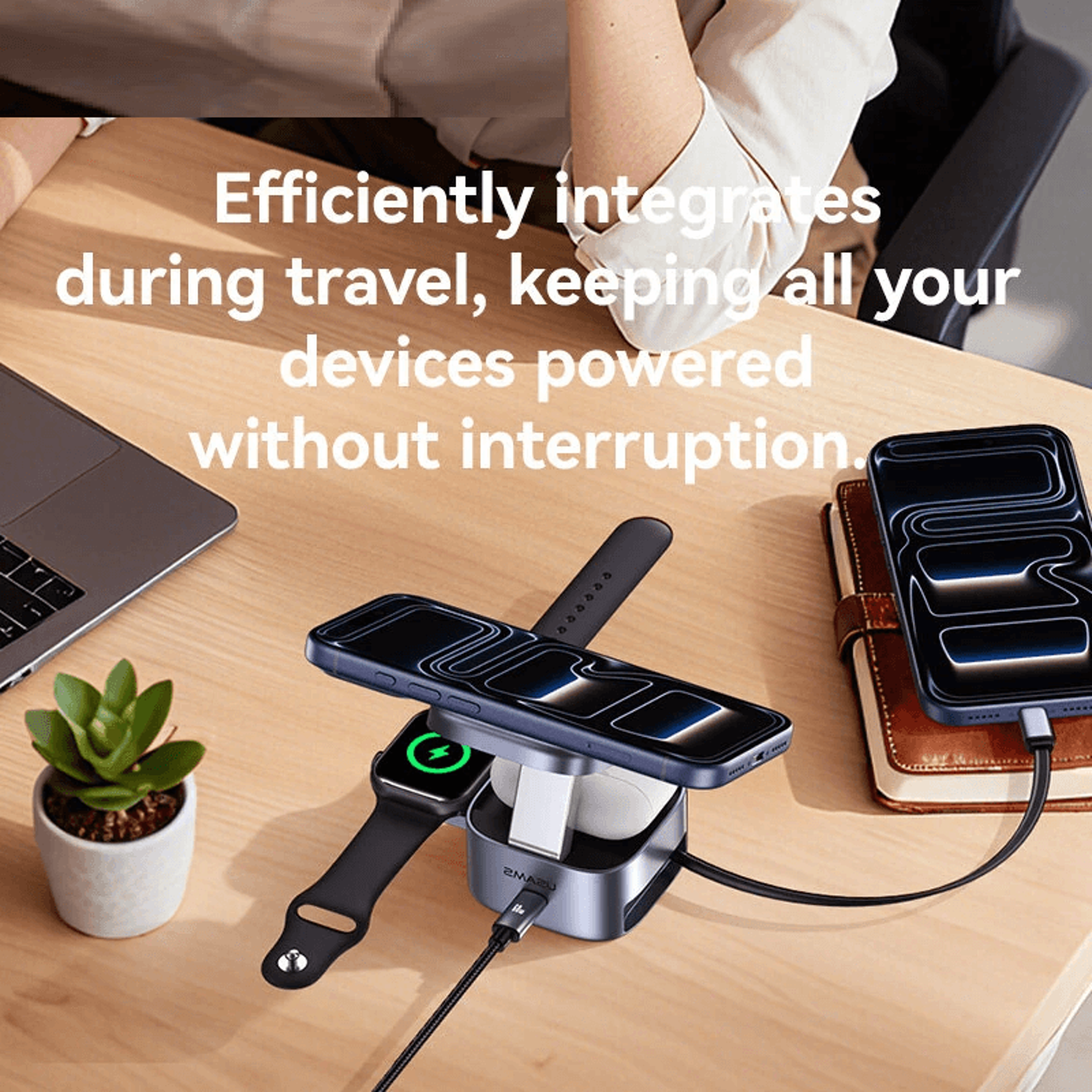 Magnetic Wireless Charging Stand With Retractable Cable 1