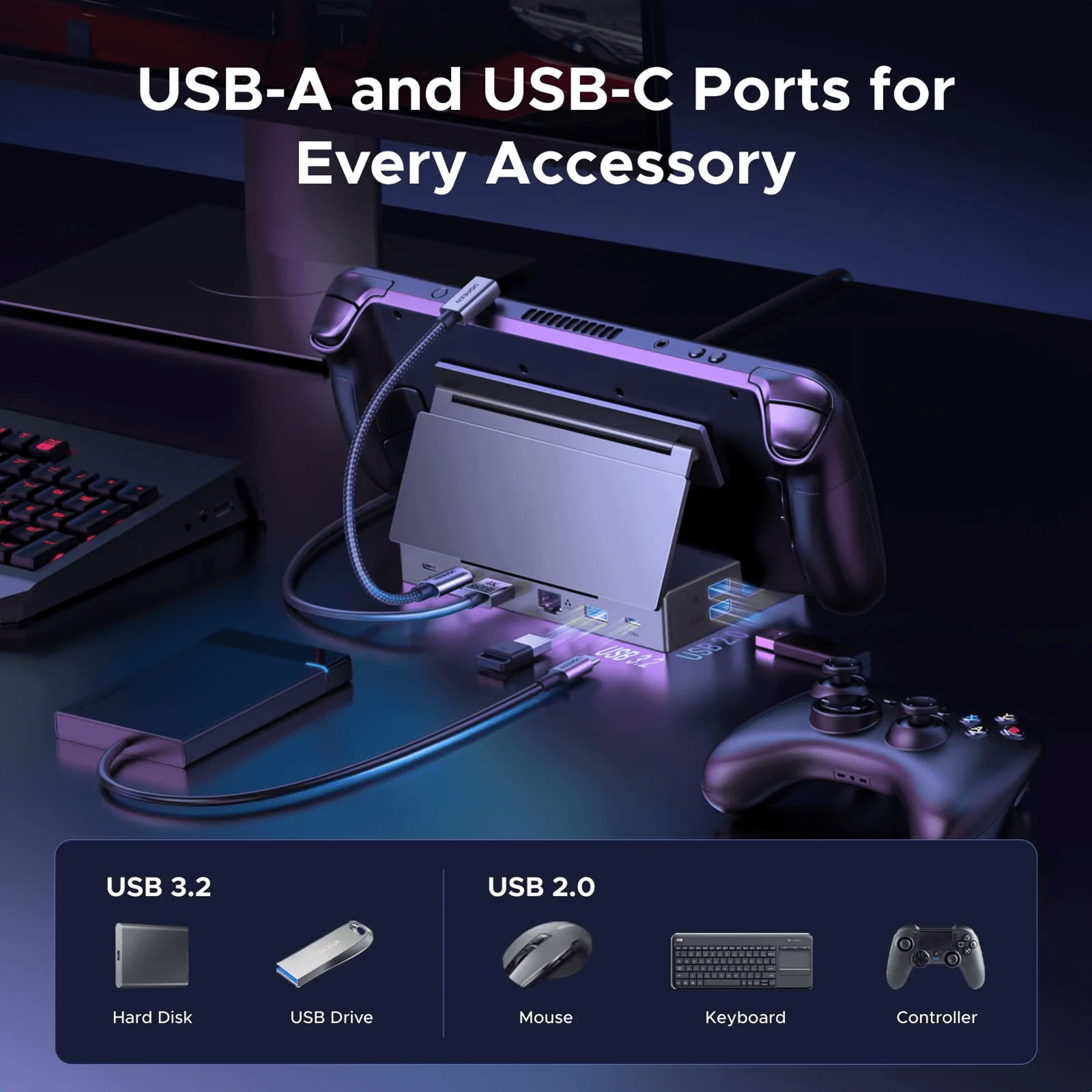 Gaming Handheld Docking Station With Display Port And PD 4