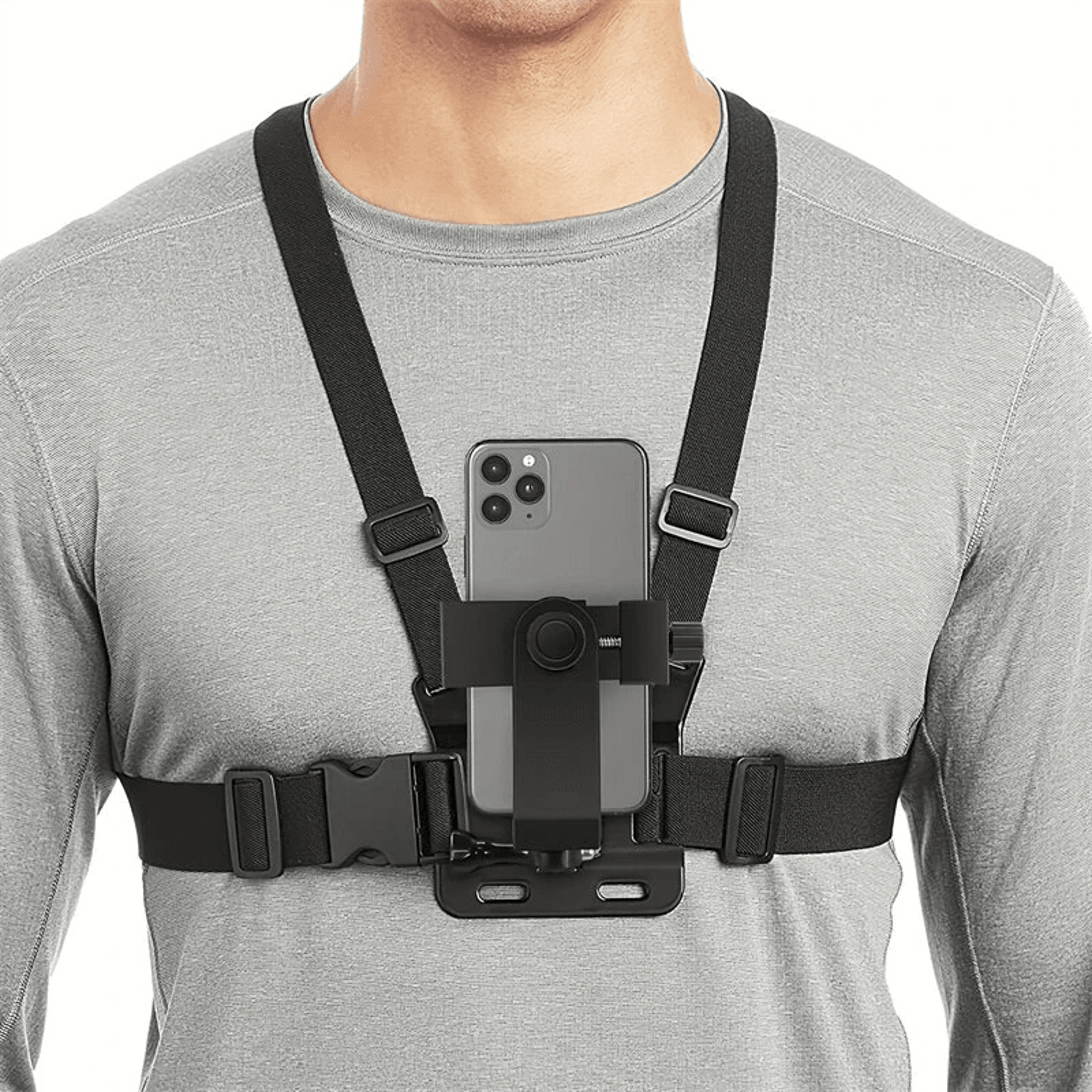 first person chest mount phone and sports camera holder for cycling hiking and live streaming