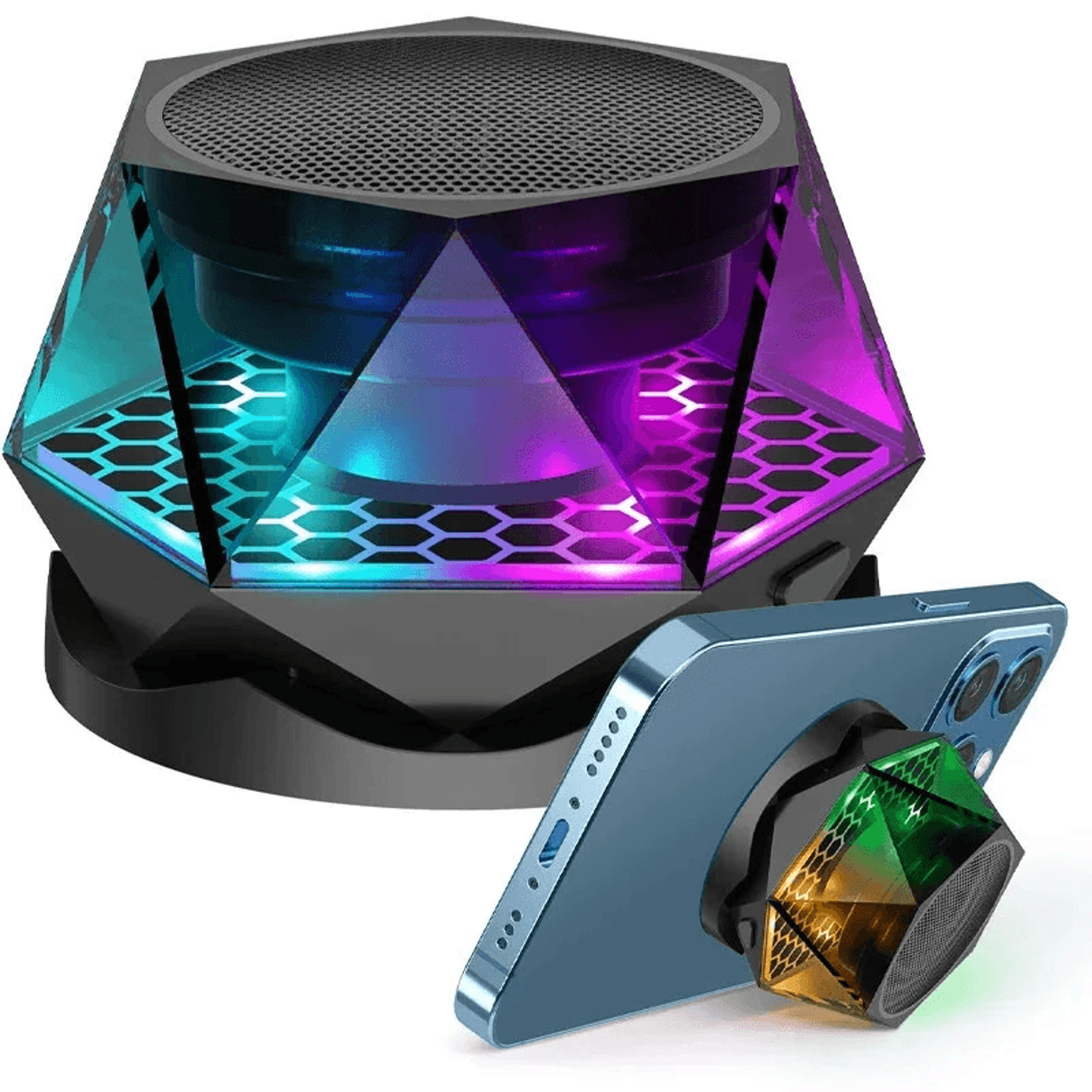Mini Magnetic Bluetooth Speaker With RGB Light TWS Stereo And Hands Free Calling 0