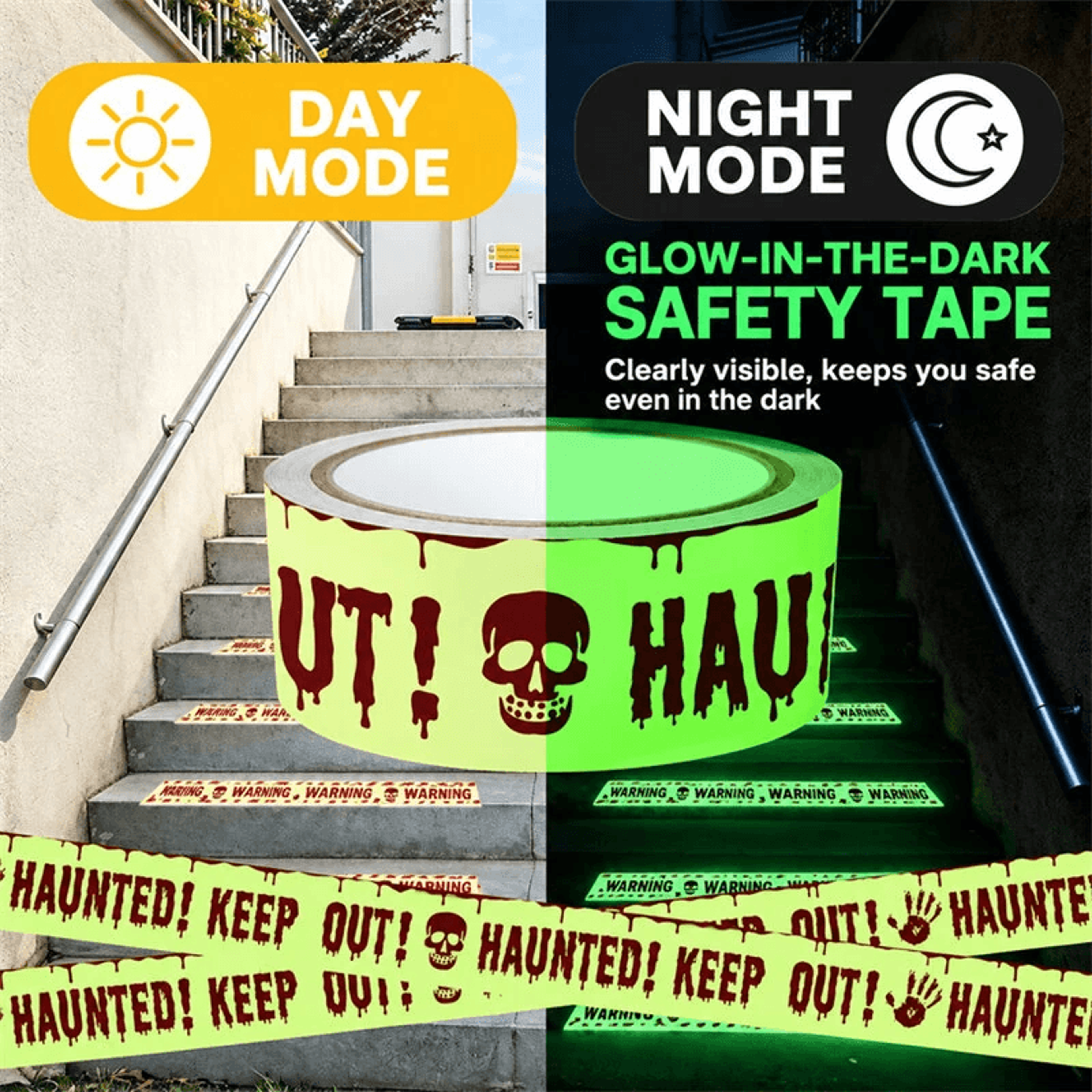 Glow In The Dark Halloween Warning Tape PVC Caution Decoration 3