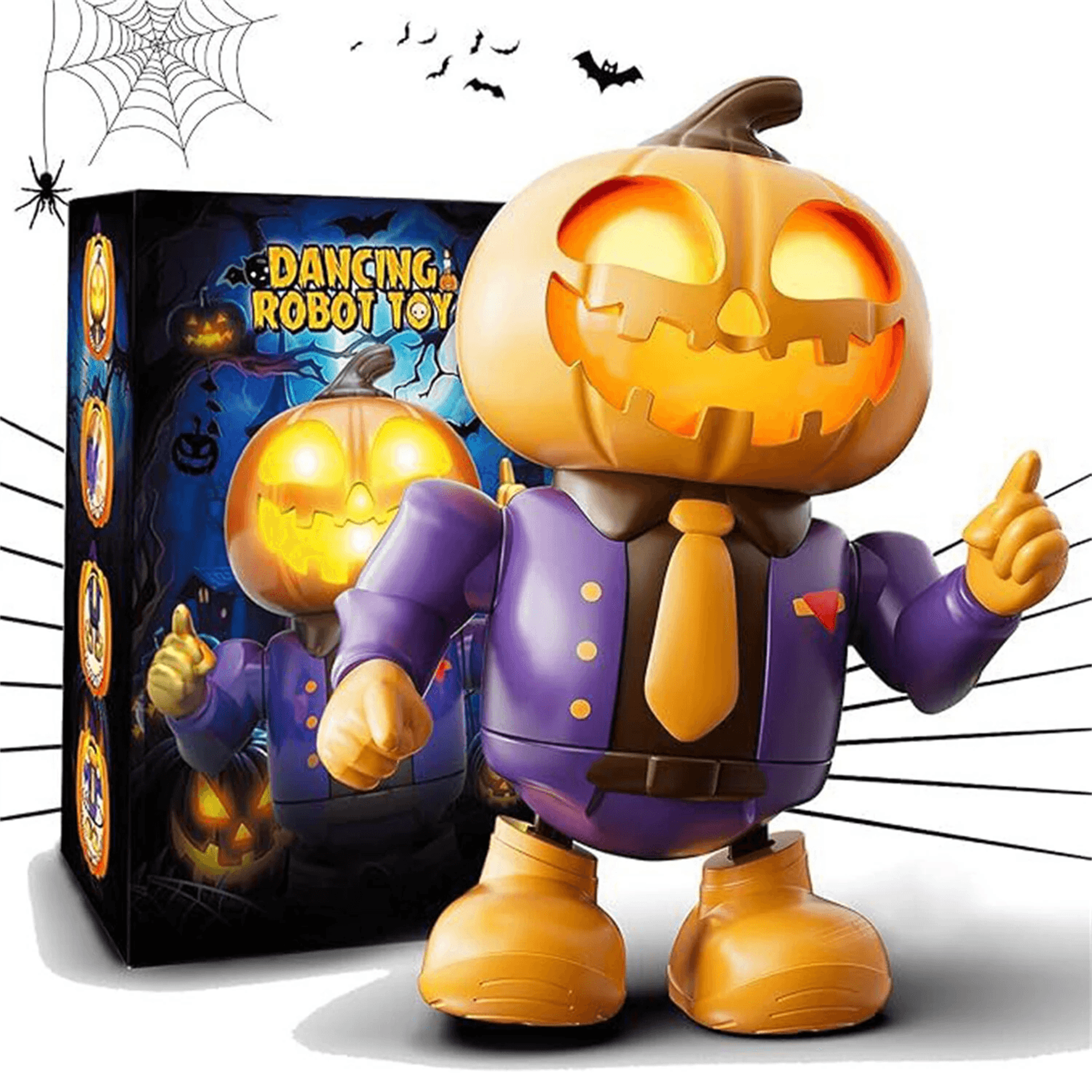 Halloween Dancing Robot With LED Lights Music Skull Or Pumpkin Party Decoration 7