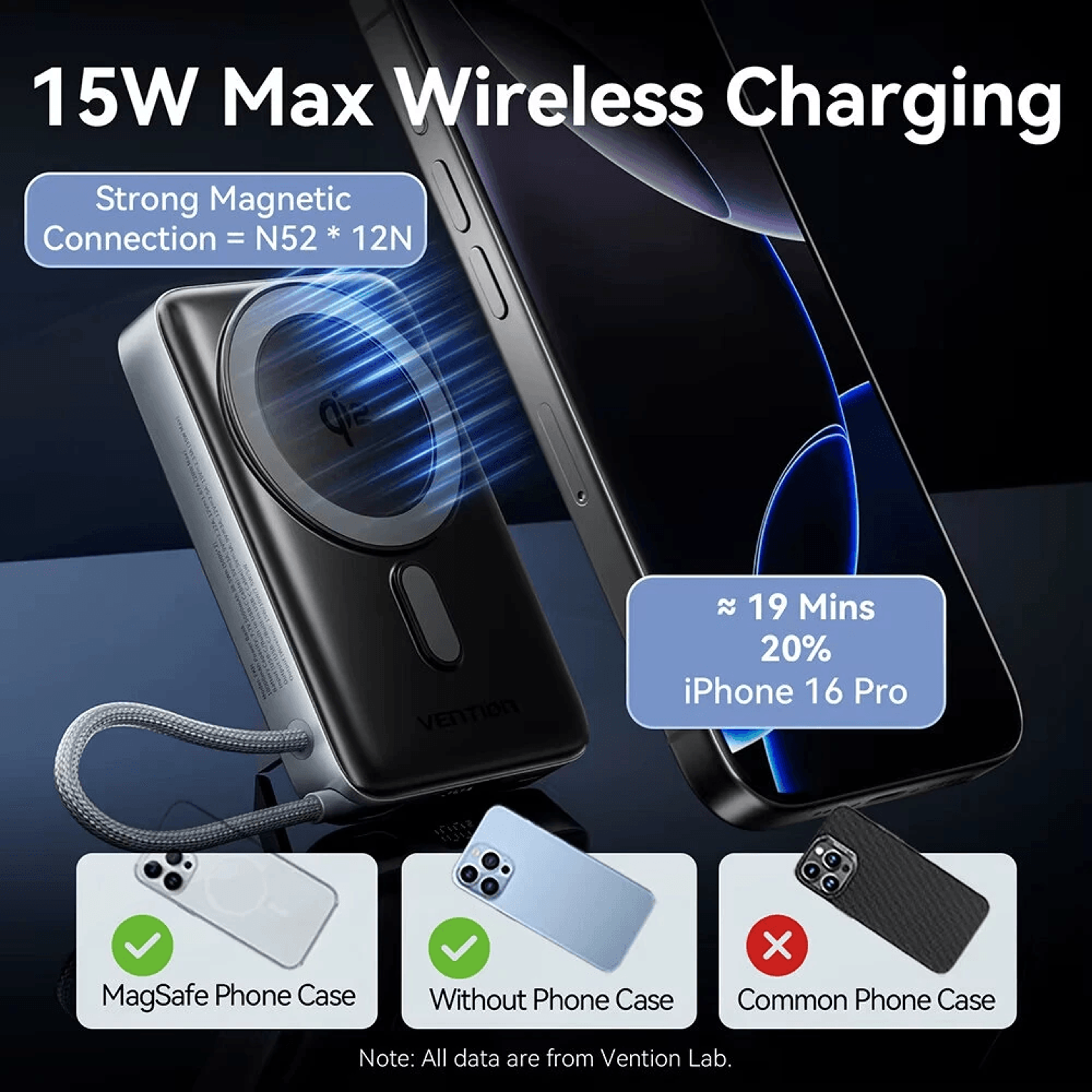 Magnetic Wireless Power Bank With Fast Charging And Built In USB C Cable 5