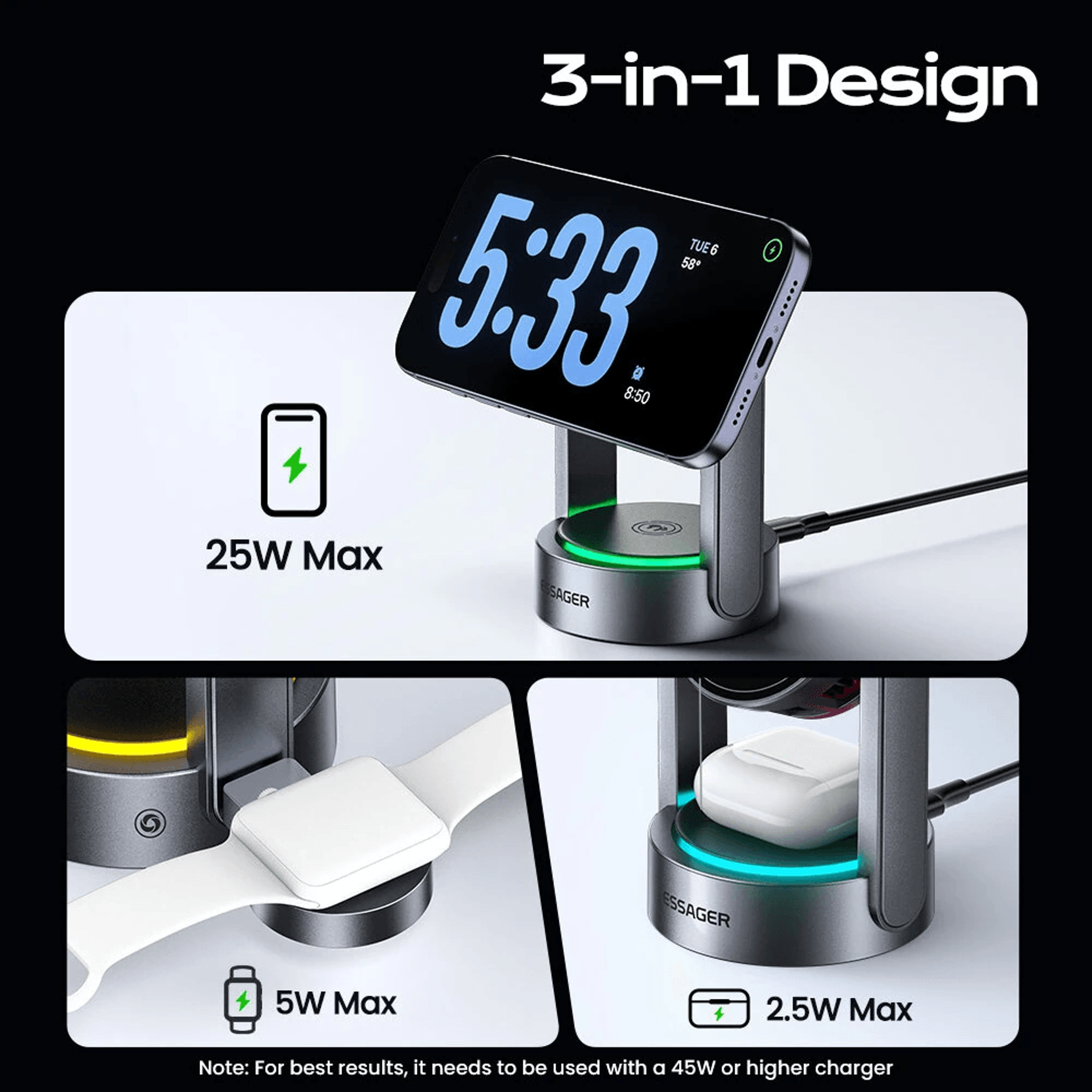 Magnetic Wireless Charging Stand With Phone Charging And Active Cooling 5