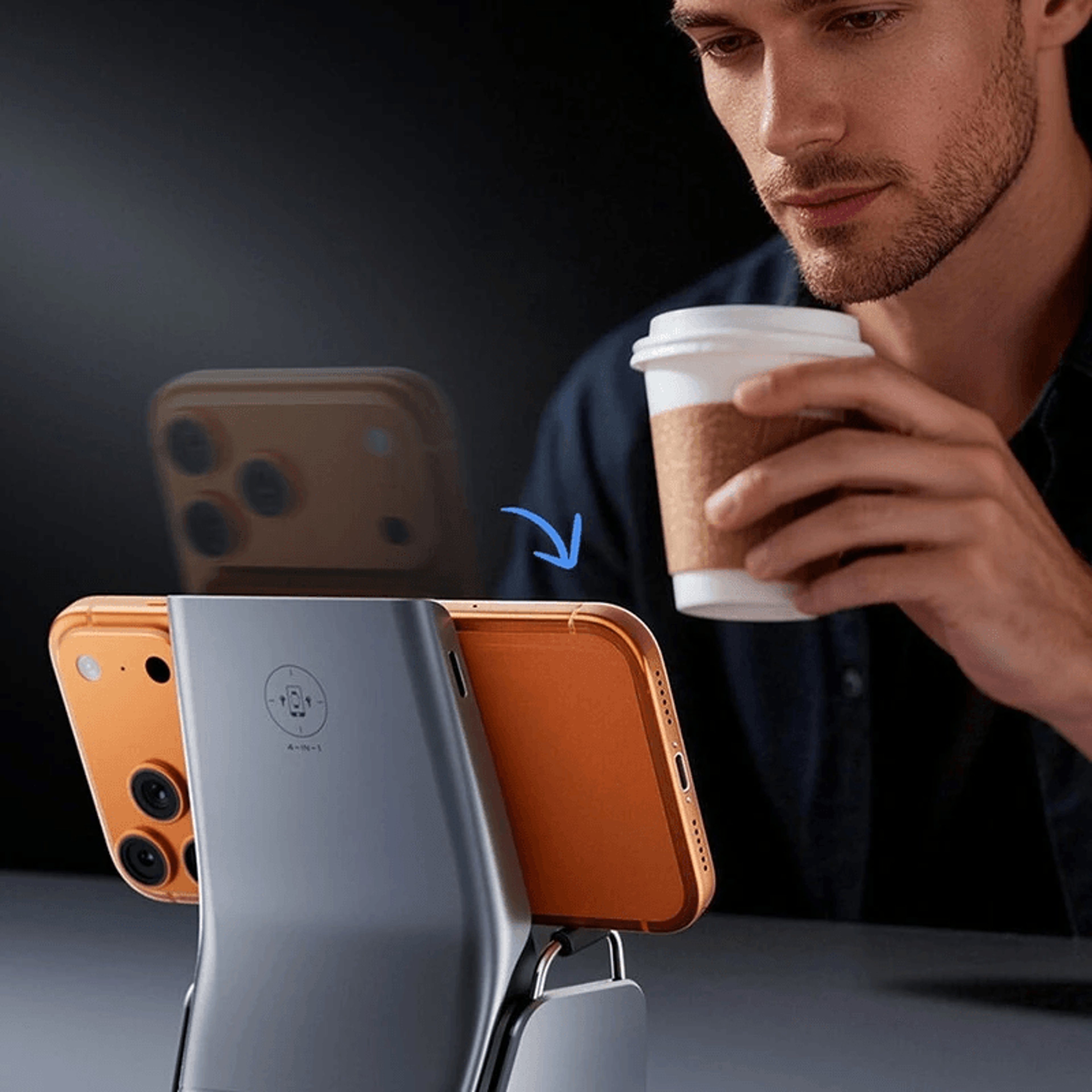 Wireless Charging Station With Digital Clock And Phone Stand 2