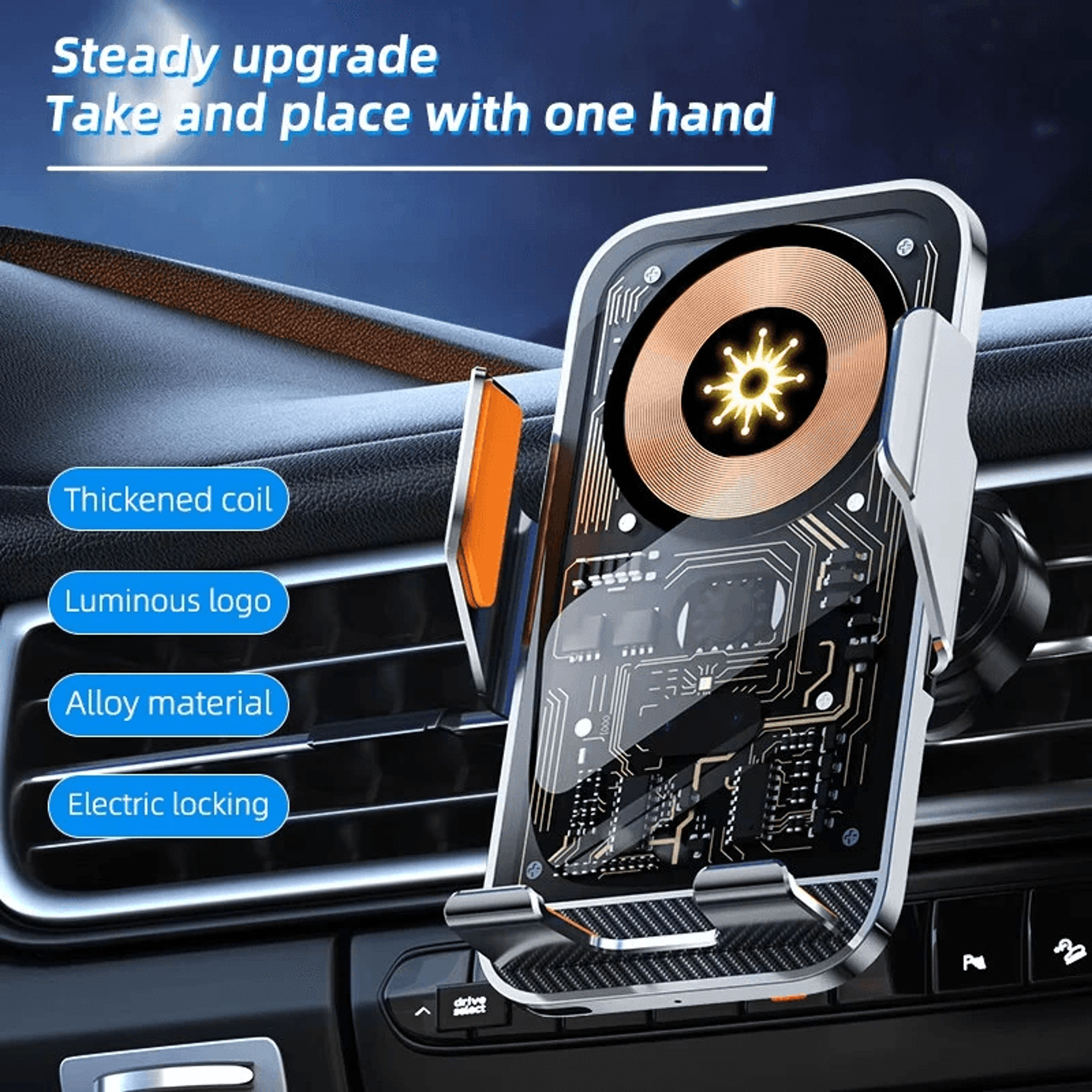 Wireless Car Charger With Automatic Clamp And Air Vent Mount 1