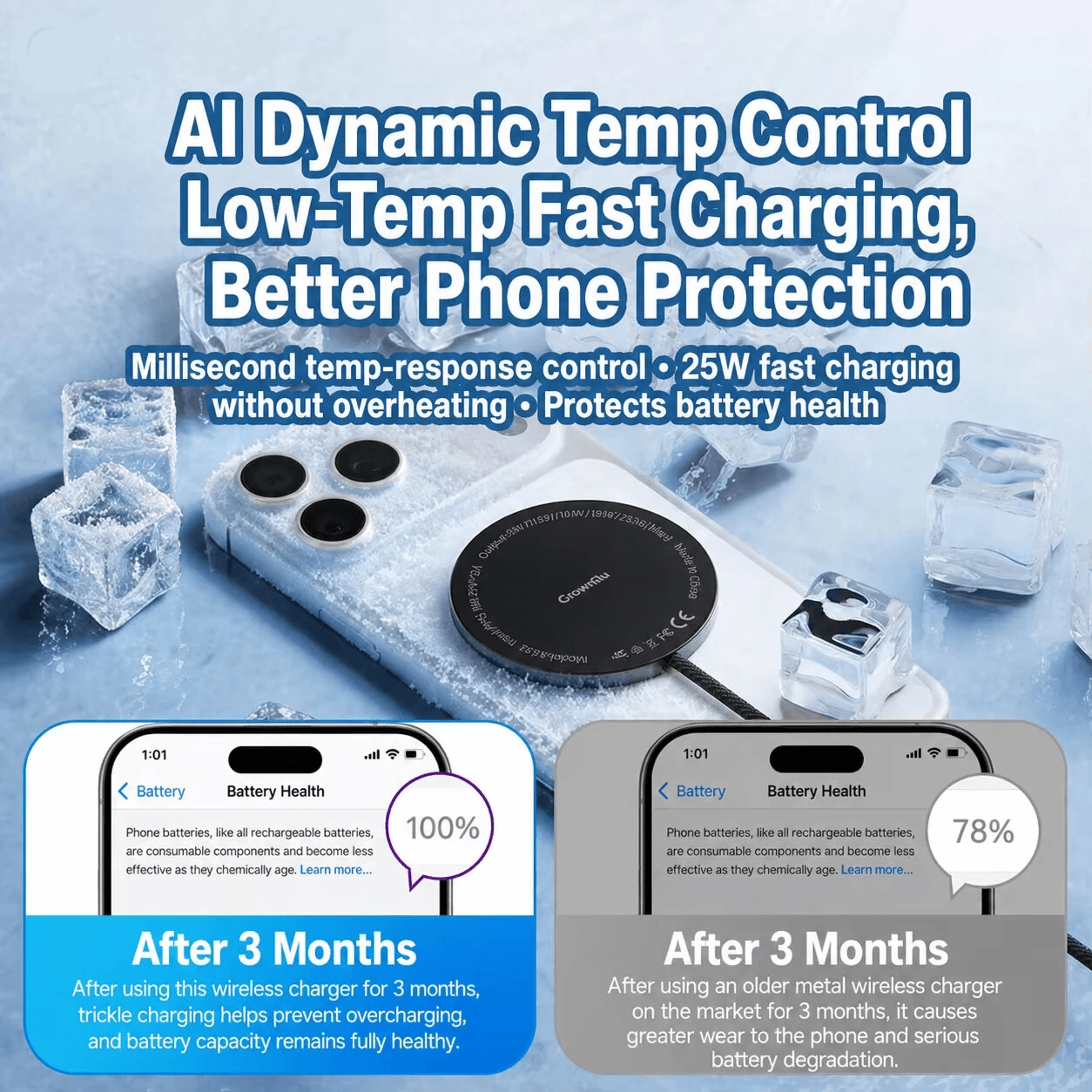 Magnetic Wireless Charger Pad With Magnets And Temperature Control 3