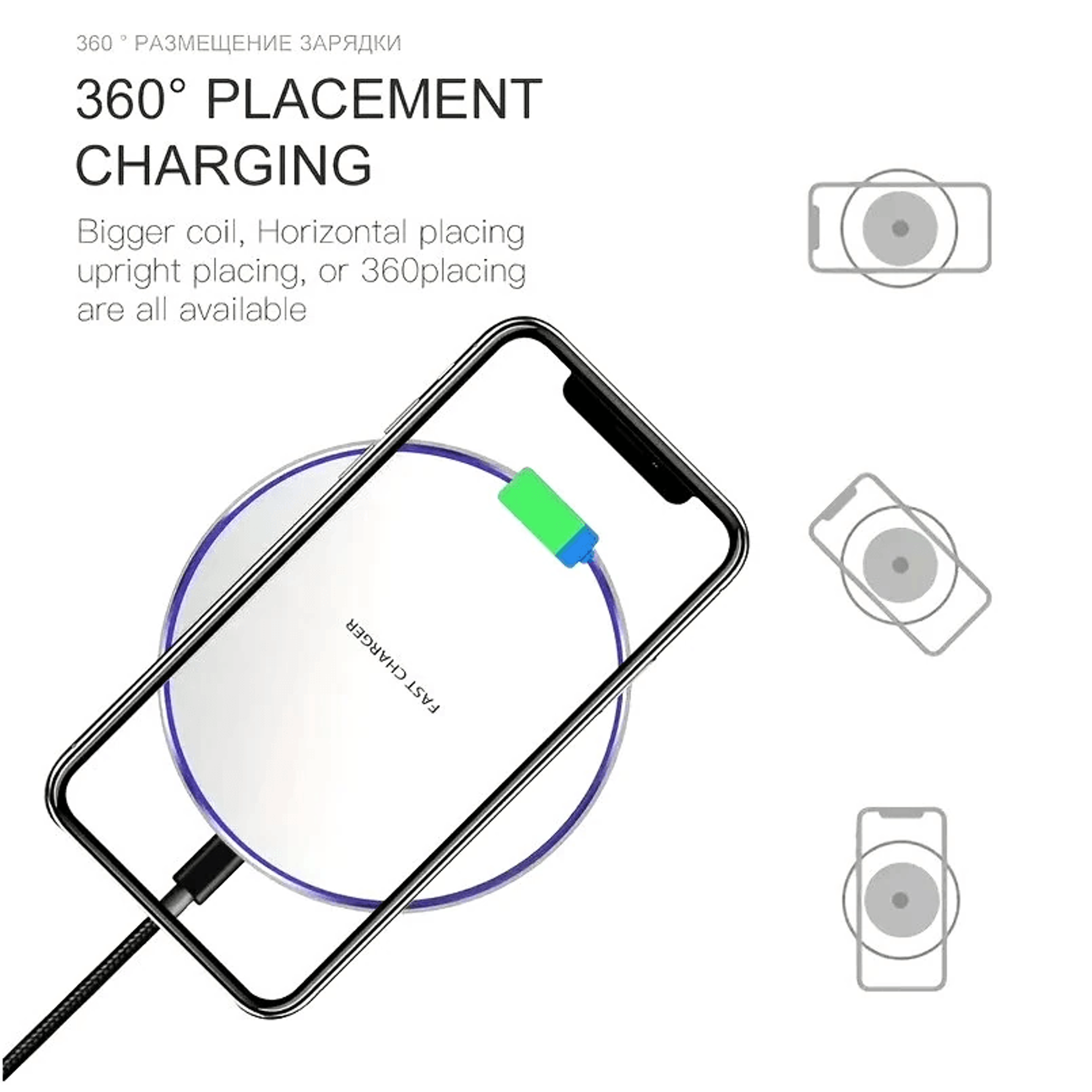 Wireless Charging Pad With LED Indicator And Type C Cable 5