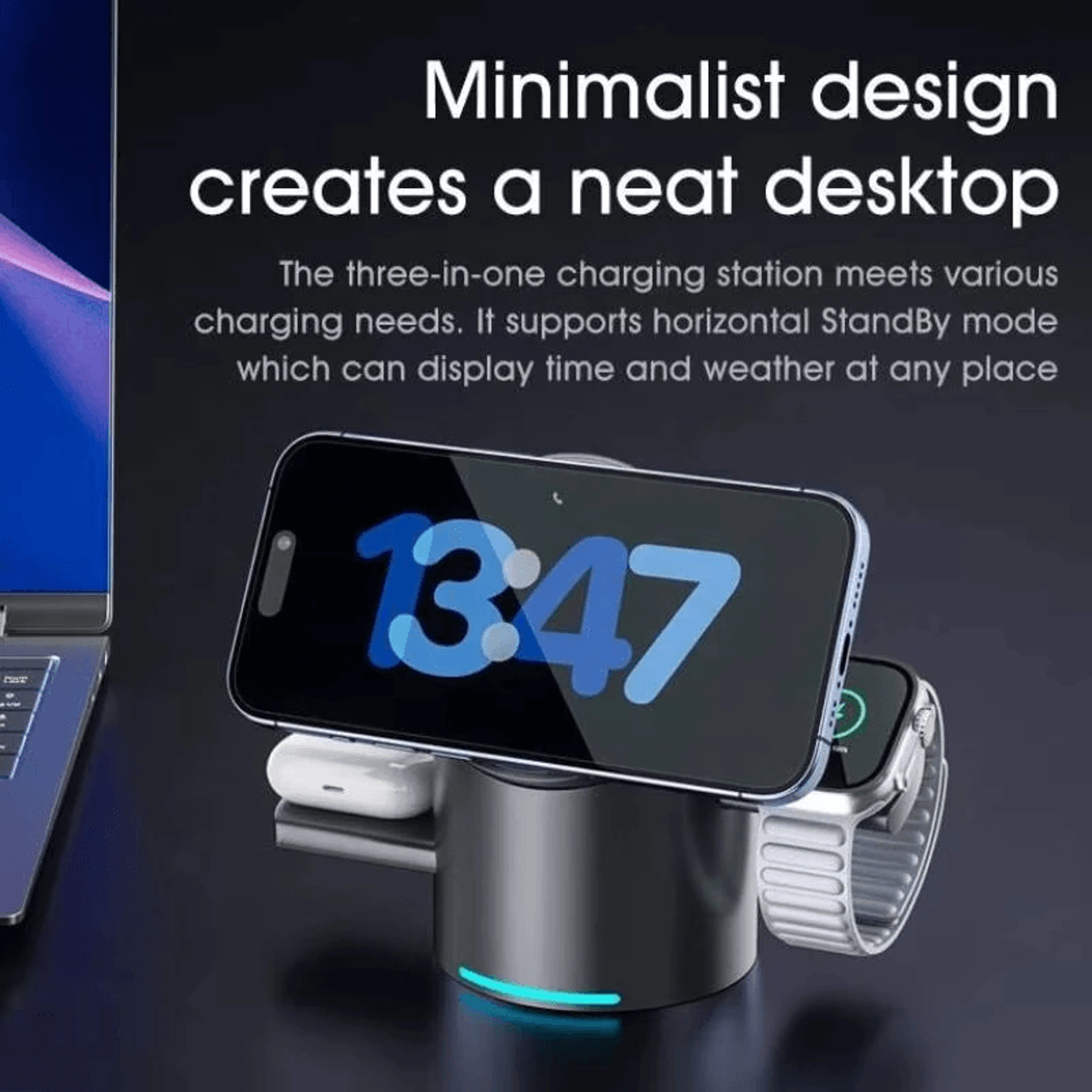 Magnetic Wireless Charging Station With Rotating Hidden Design 5