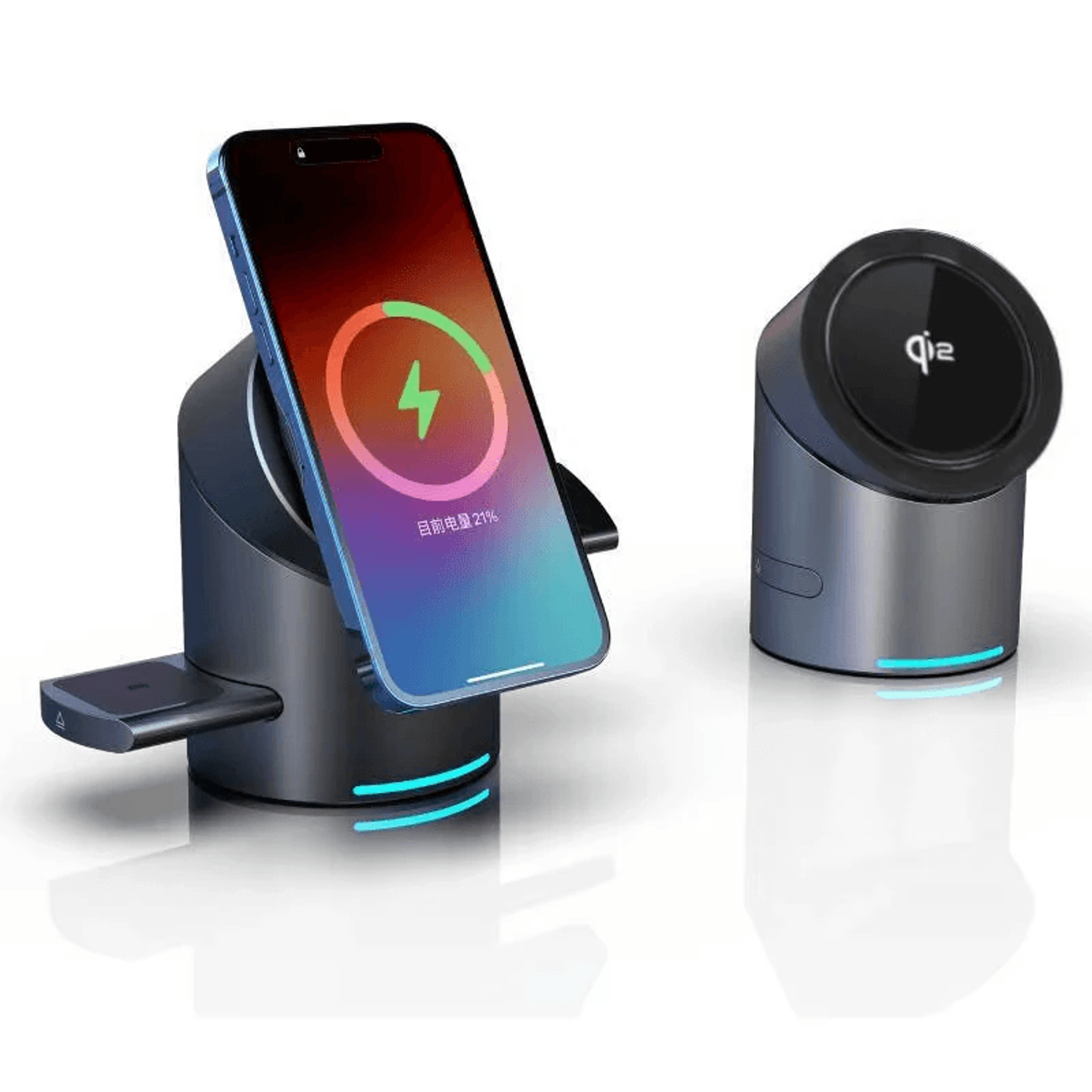 Magnetic Wireless Charging Station With Rotating Hidden Design 1