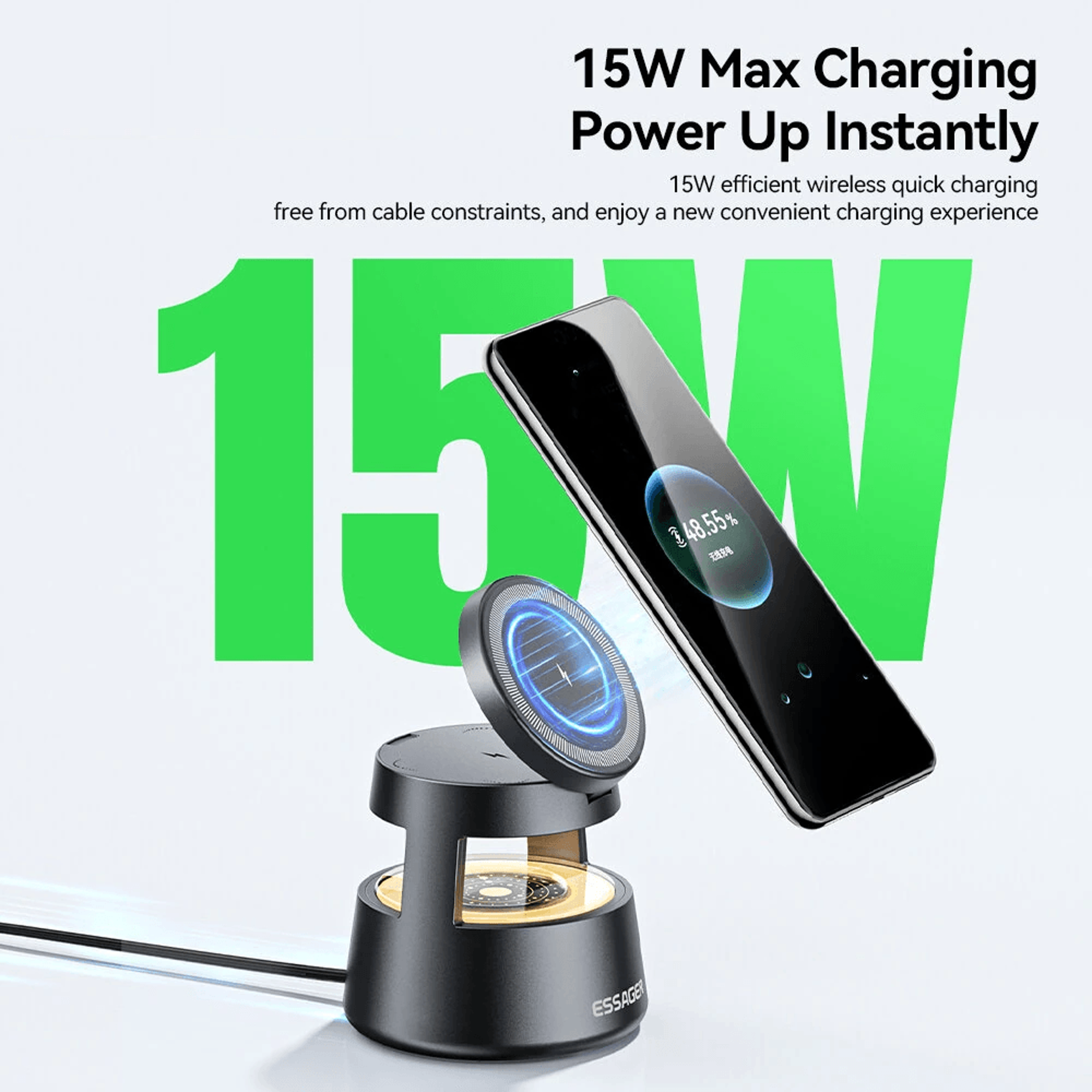 Magnetic Wireless Charging Station With Adjustable Night Light 2