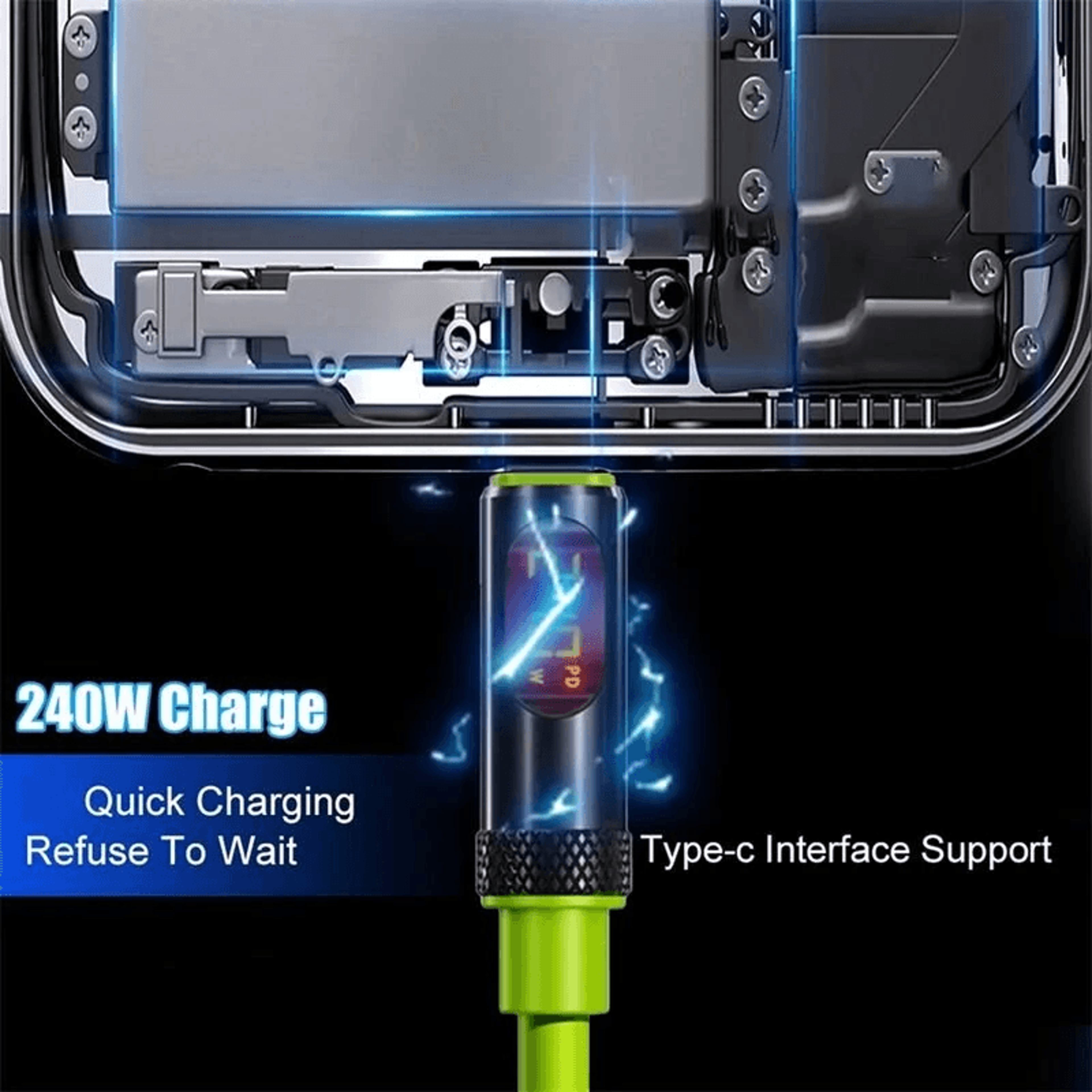 USB C To USB C Fast Charging Cable With LED Power Display 5