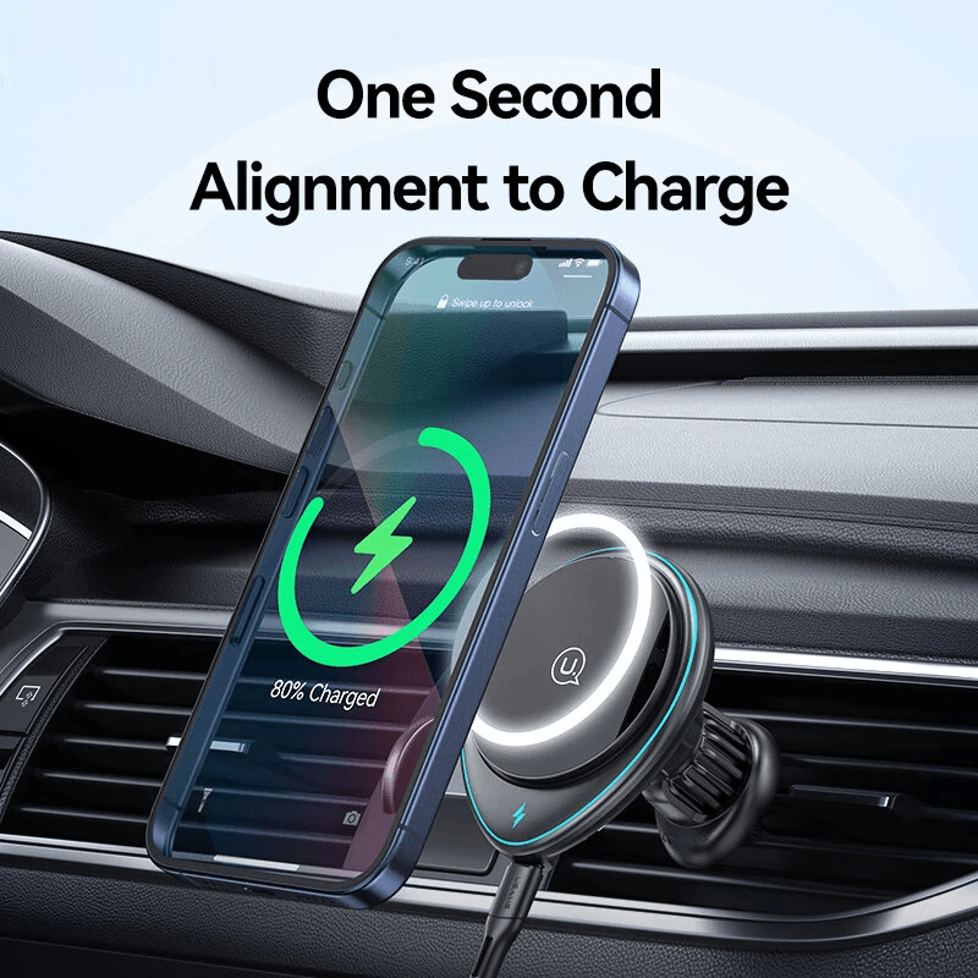 Wireless Magnetic Car Phone Holder With Charging Air Vent Mount 3