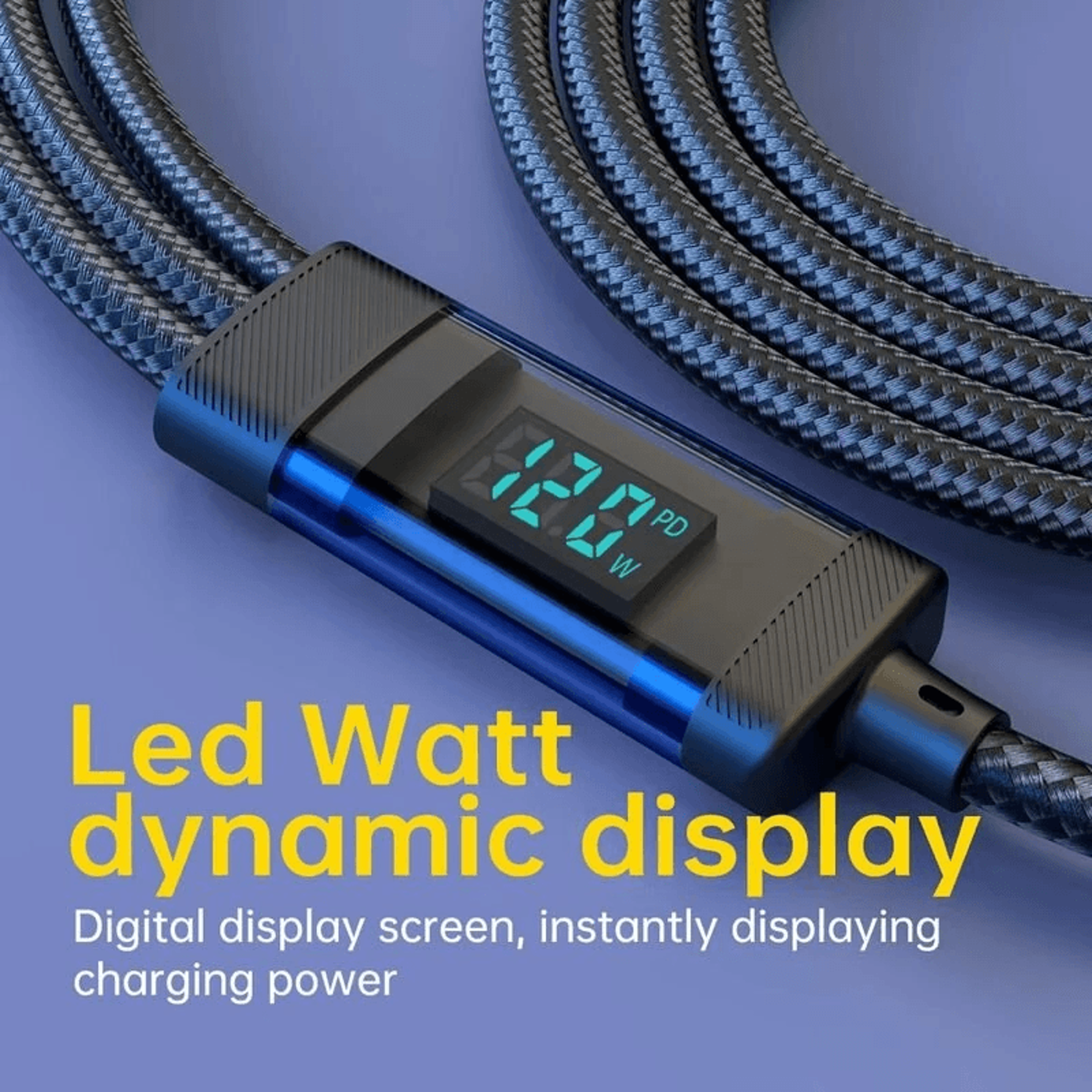 Fast Charging Cable With Digital Watt Display And USB A Input 3