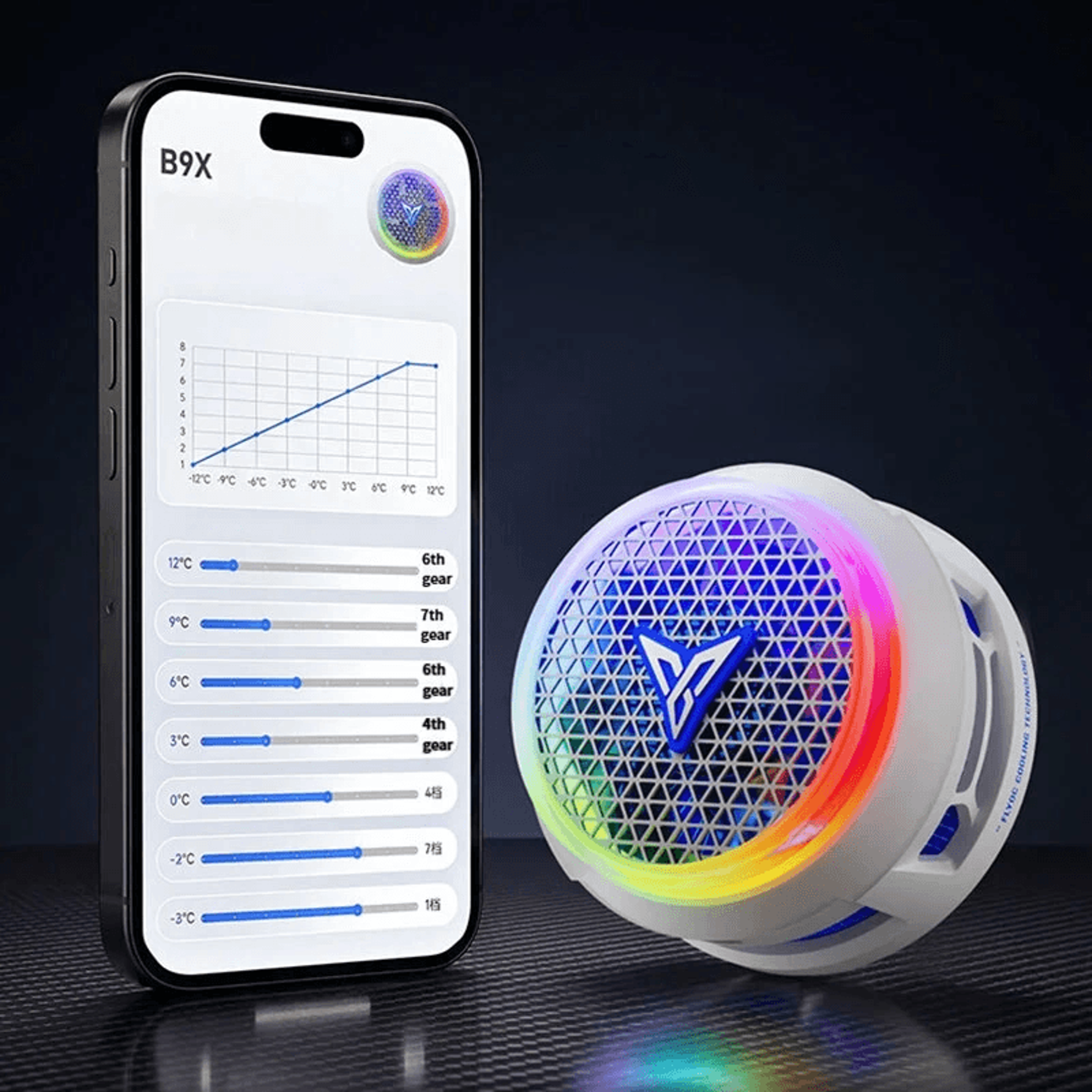 Magnetic Phone Cooler With Smart Temperature Control RGB Lighting And Low Noise 2