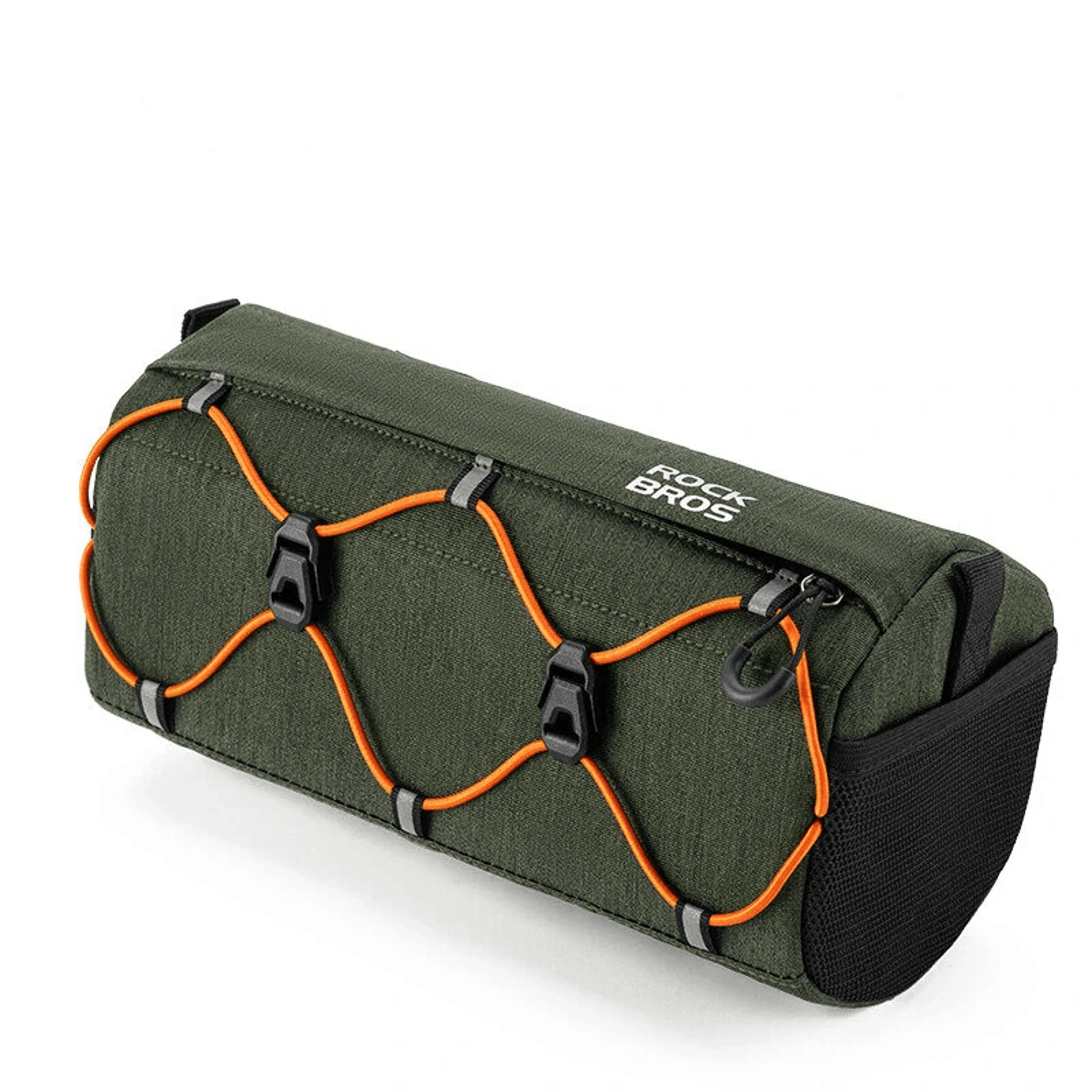 bicycle handlebar bag with reflective logo and shoulder strap