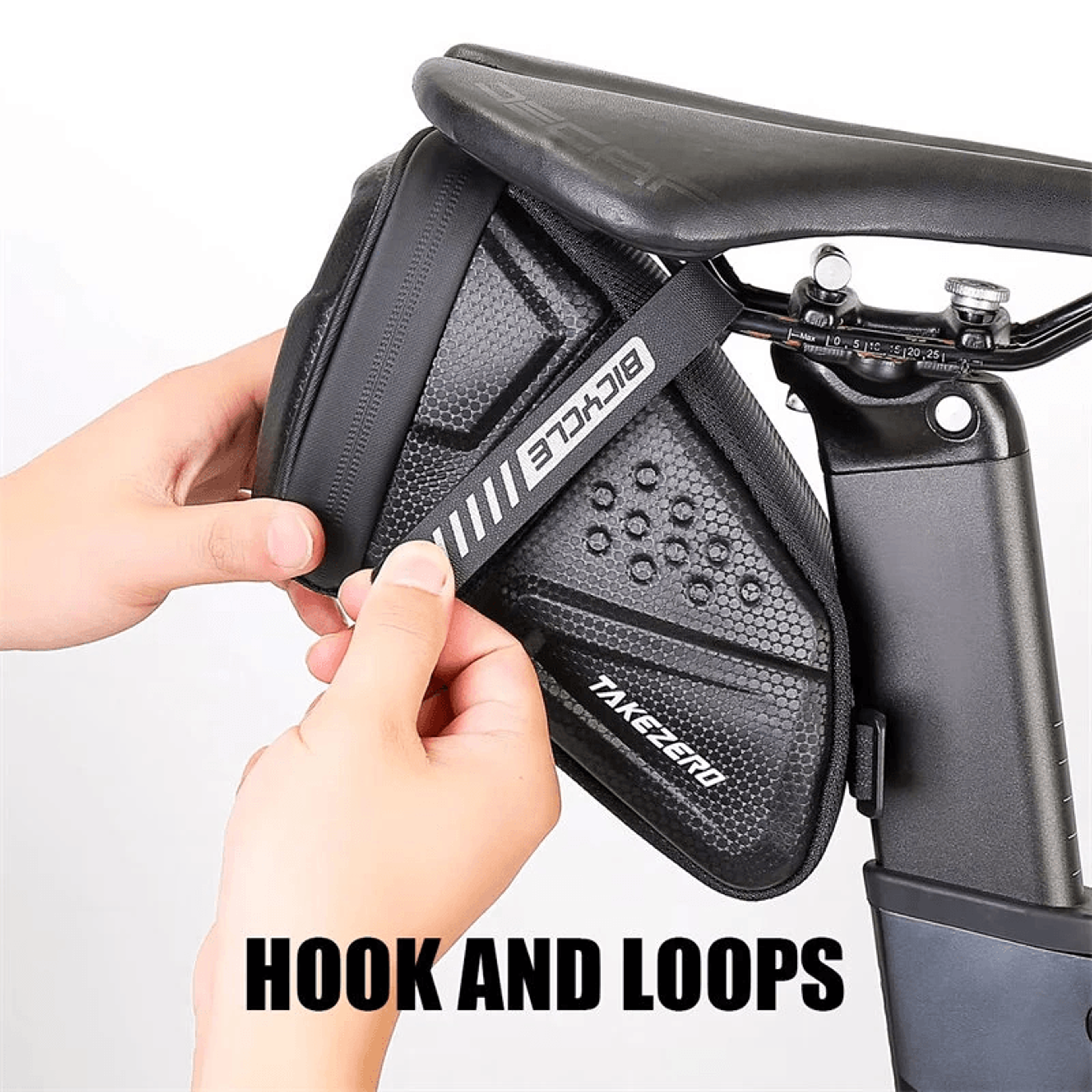 Hard Shell Bike Saddle Bag With Reflective Details And Tail Light Strap 2