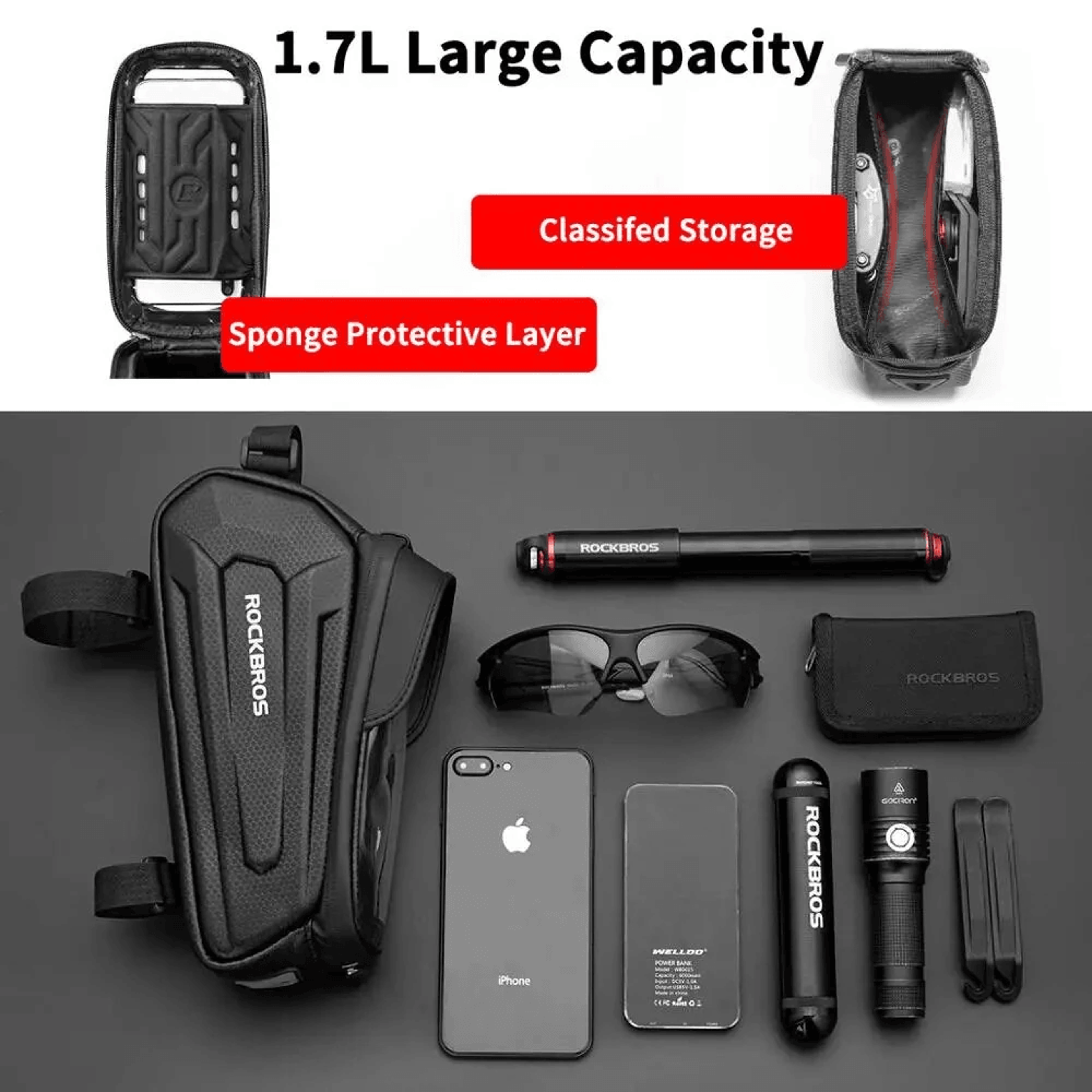 Bike Top Tube Bag With Touch Screen Phone Pocket And Rain Cover 4