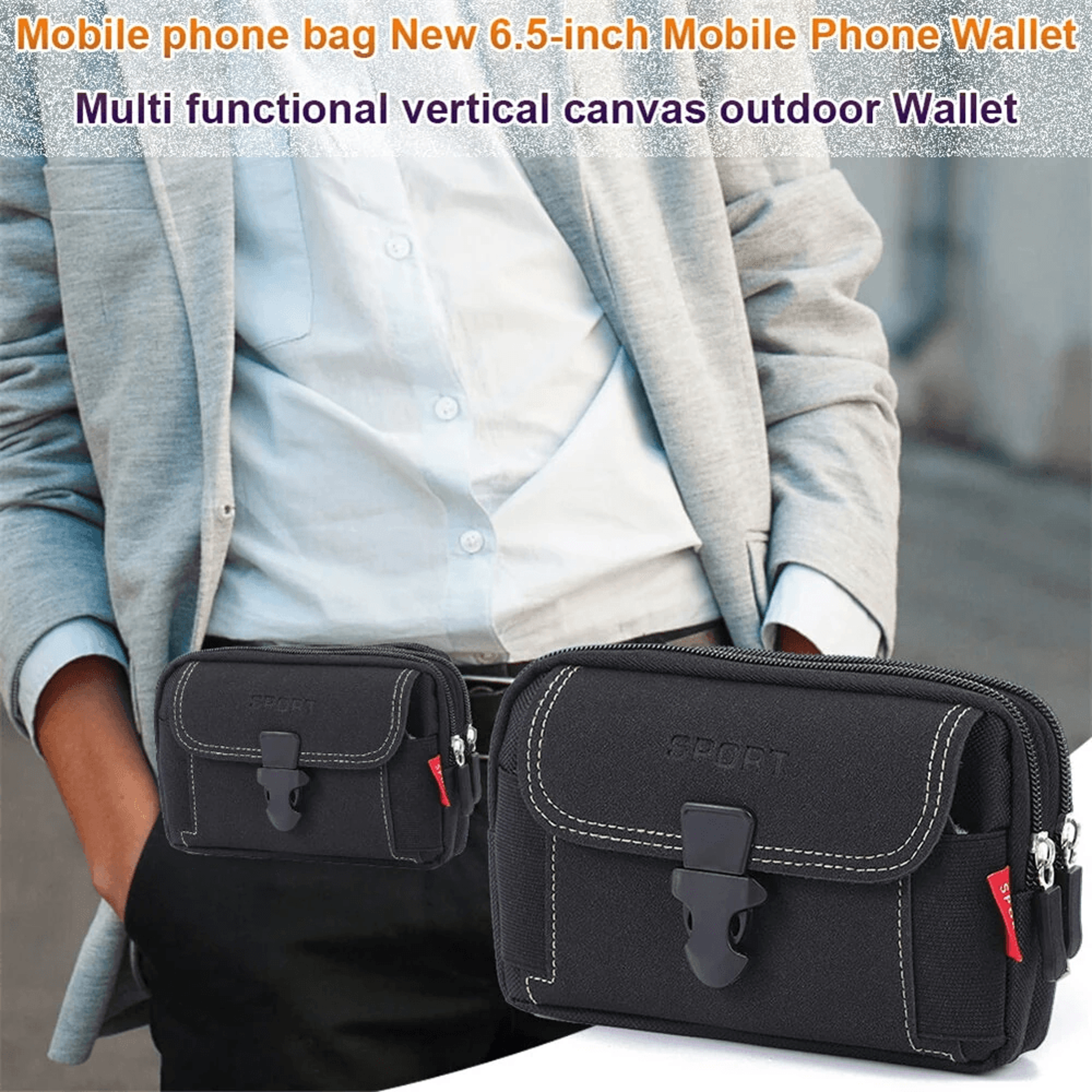 Canvas Waist Bag With Phone And Document Compartments 6