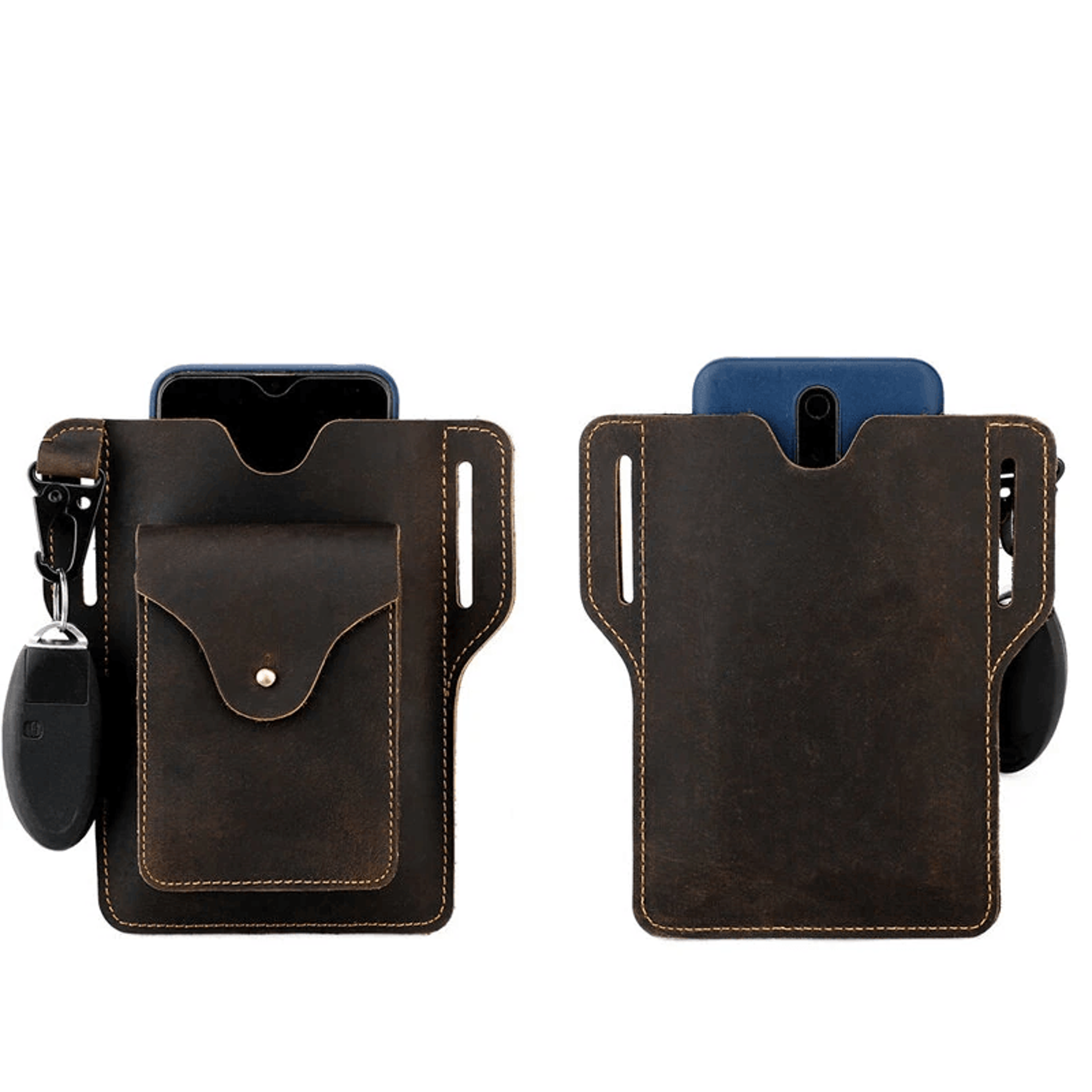 Genuine Leather Waist Bag Retro Belt Phone And Key Pouch 7