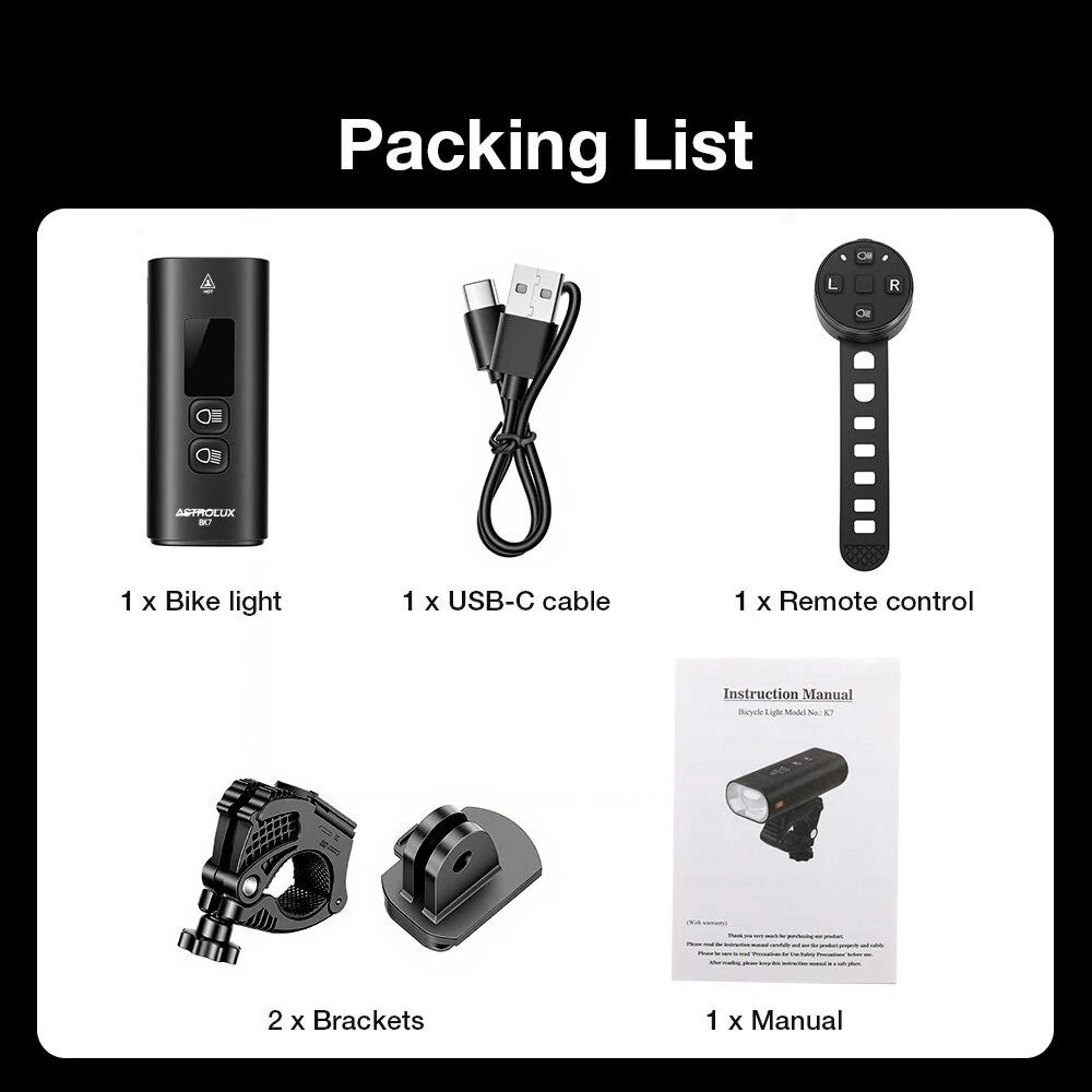 Wireless Remote Rechargeable Bike Headlight Lumen 8