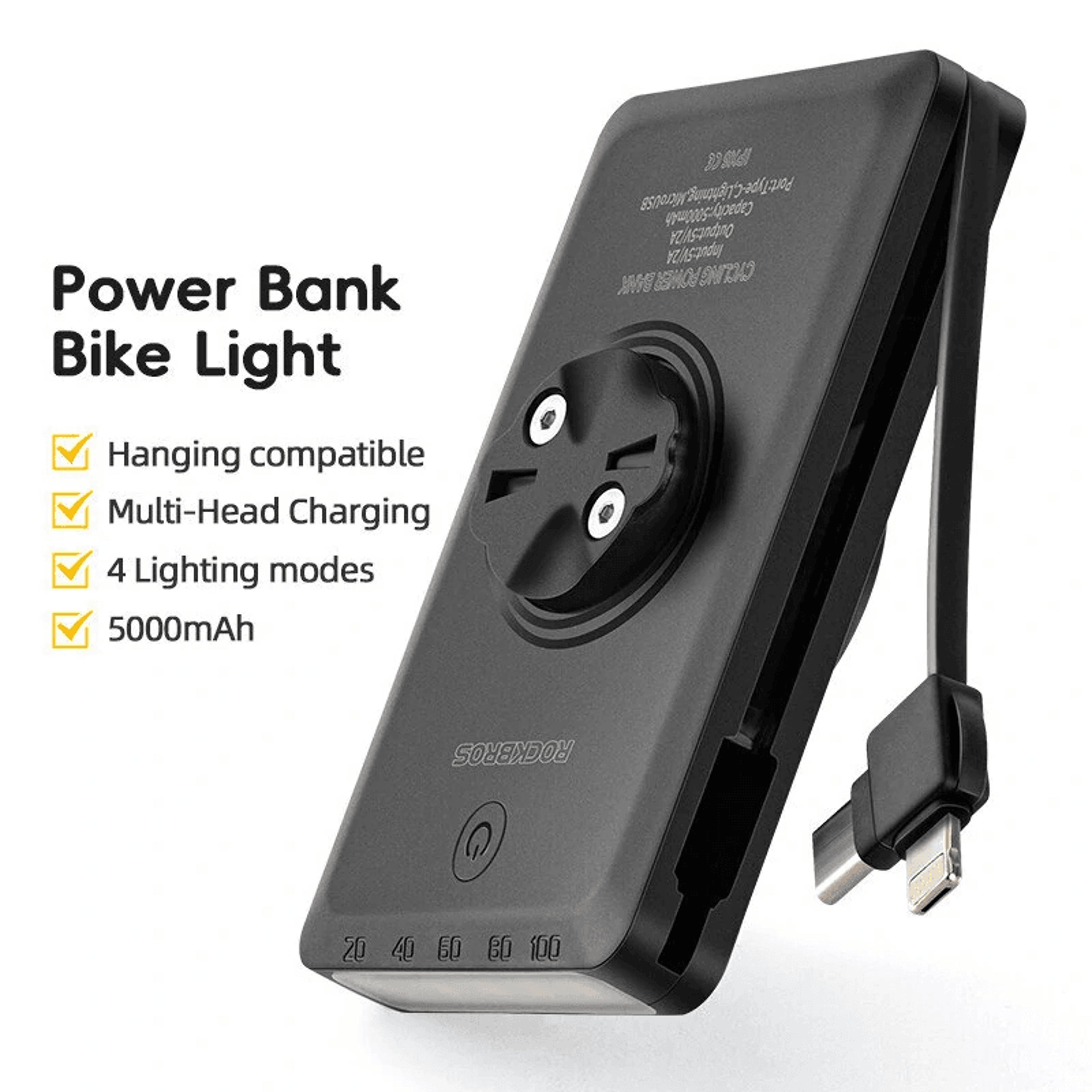 Bike Headlight And Power Bank With Light Modes 2
