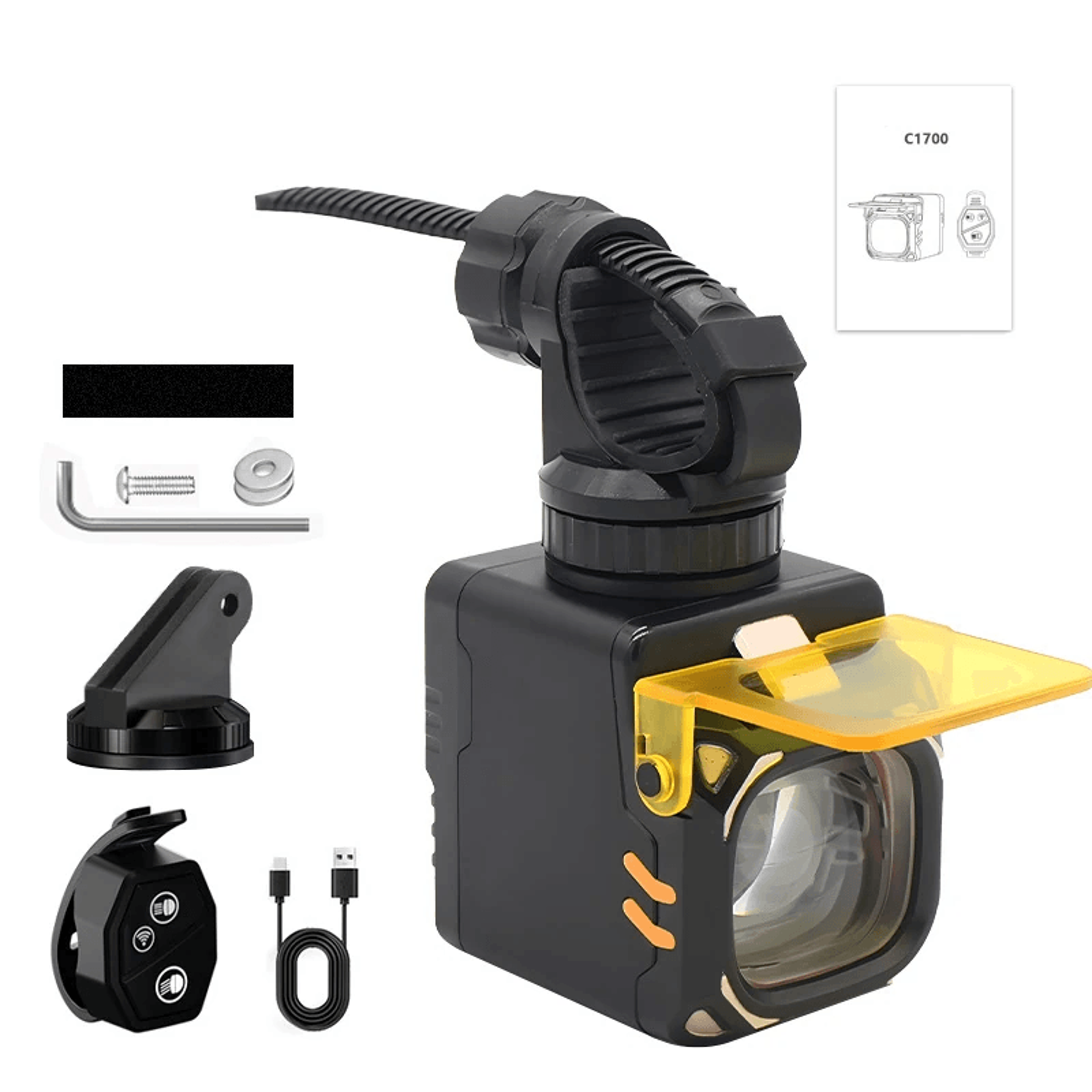 USB C Rechargeable Bicycle Headlight With Wireless Remote Modes And Power Bank 6
