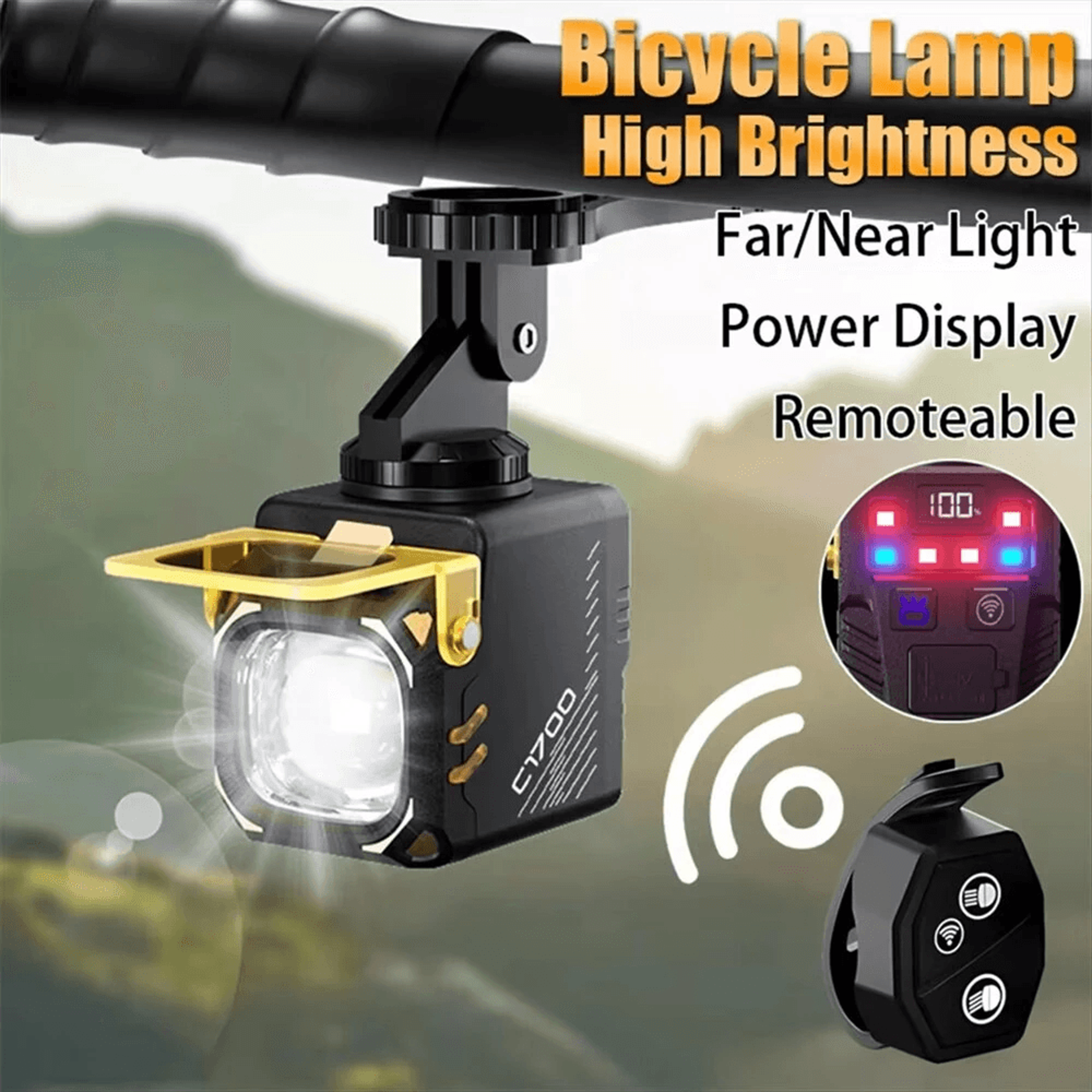 USB C Rechargeable Bicycle Headlight With Wireless Remote Modes And Power Bank 5