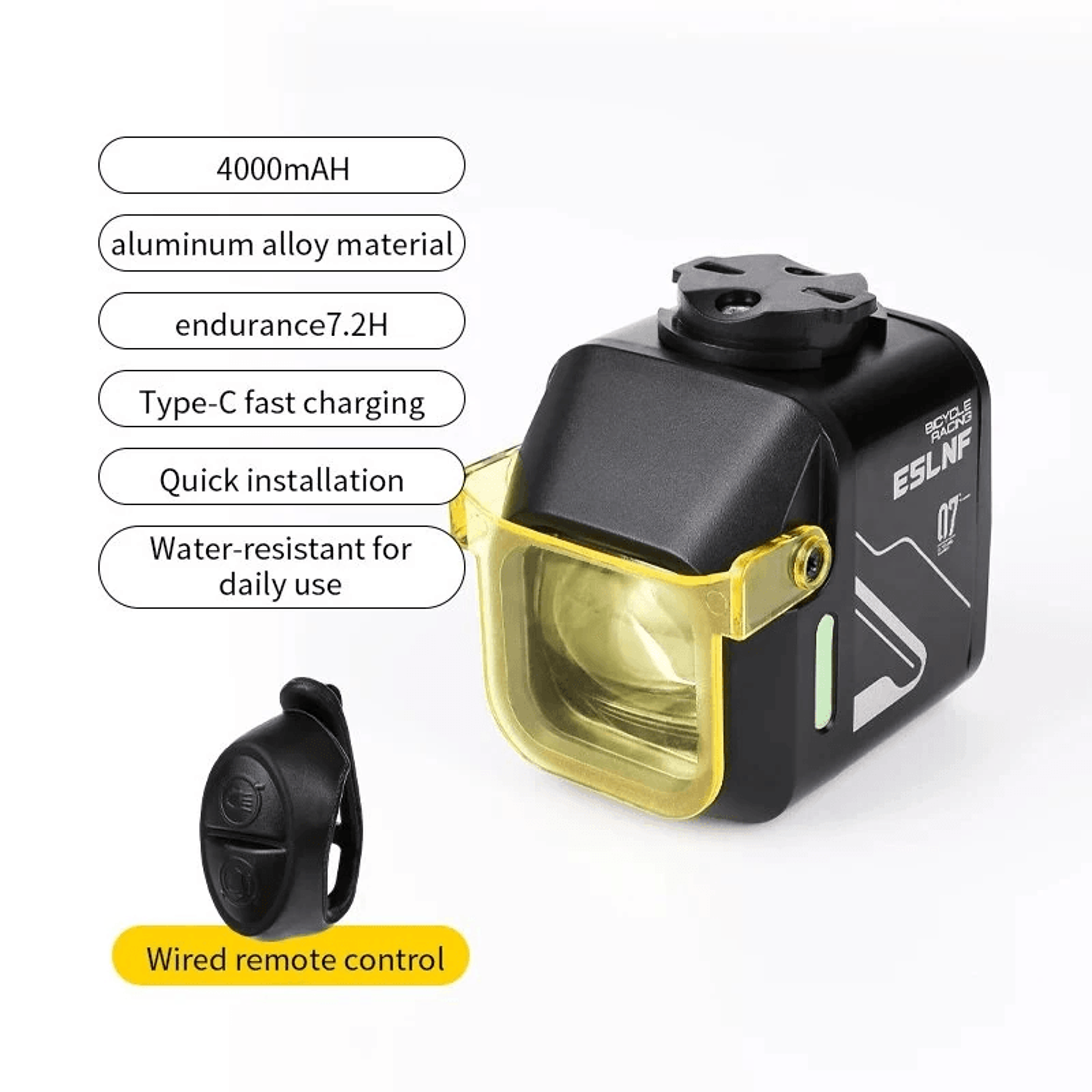 Rechargeable Bicycle Headlight With Wired Remote And High Low Beam 6