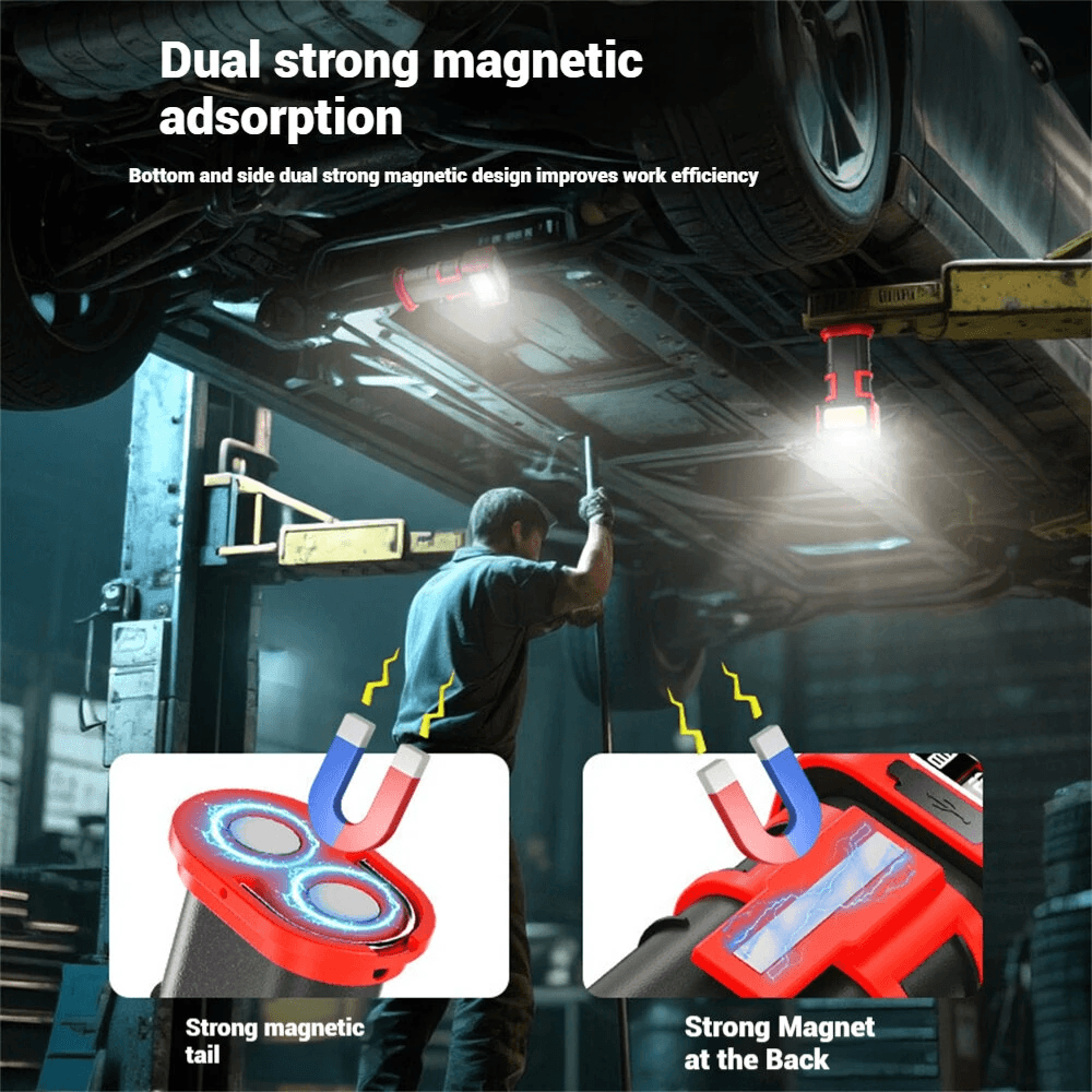 Portable Magnetic Rechargeable LED Work Light With Rotating Head 4