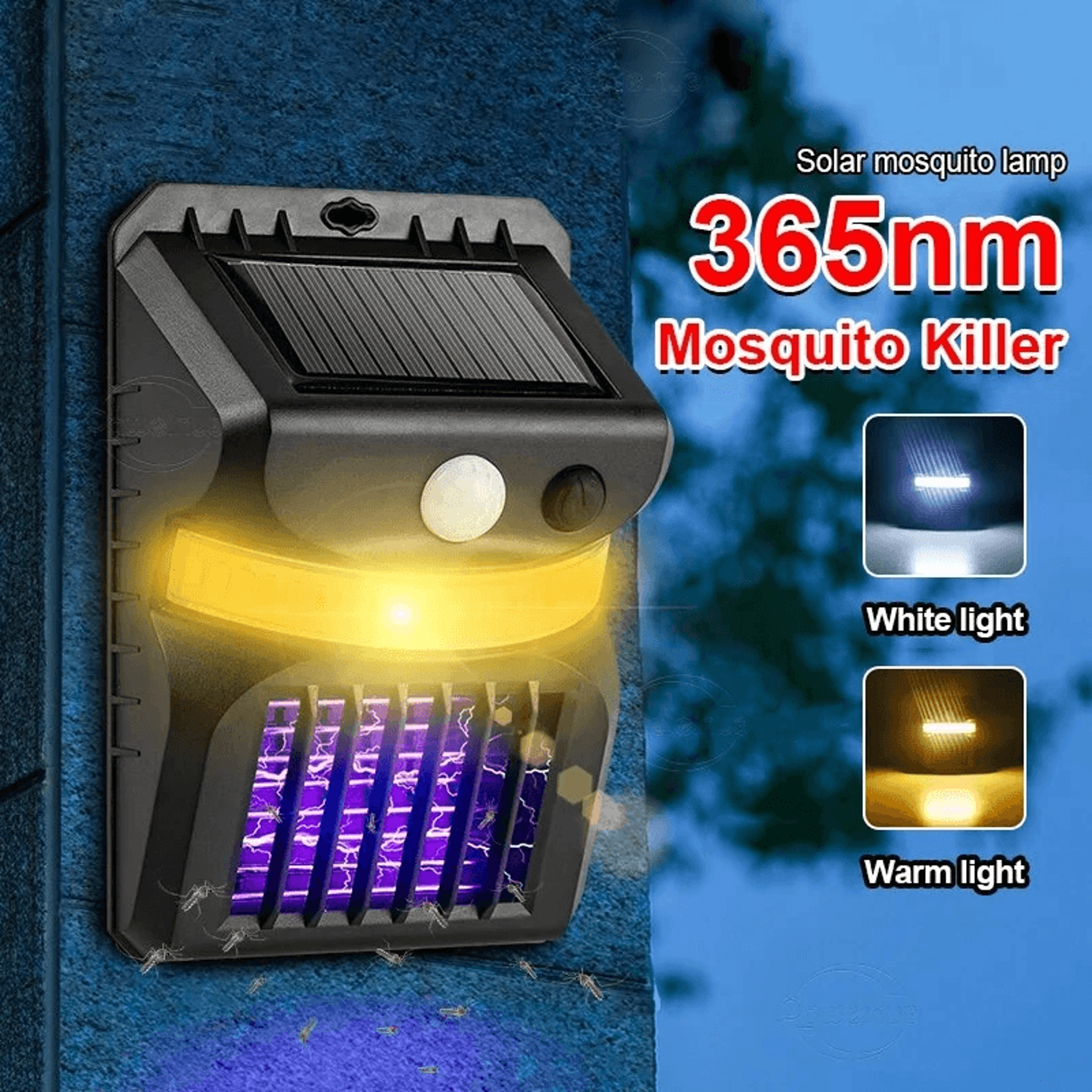Solar Mosquito Zapper Wall Light With Motion Sensor And Dual Color Lighting 3