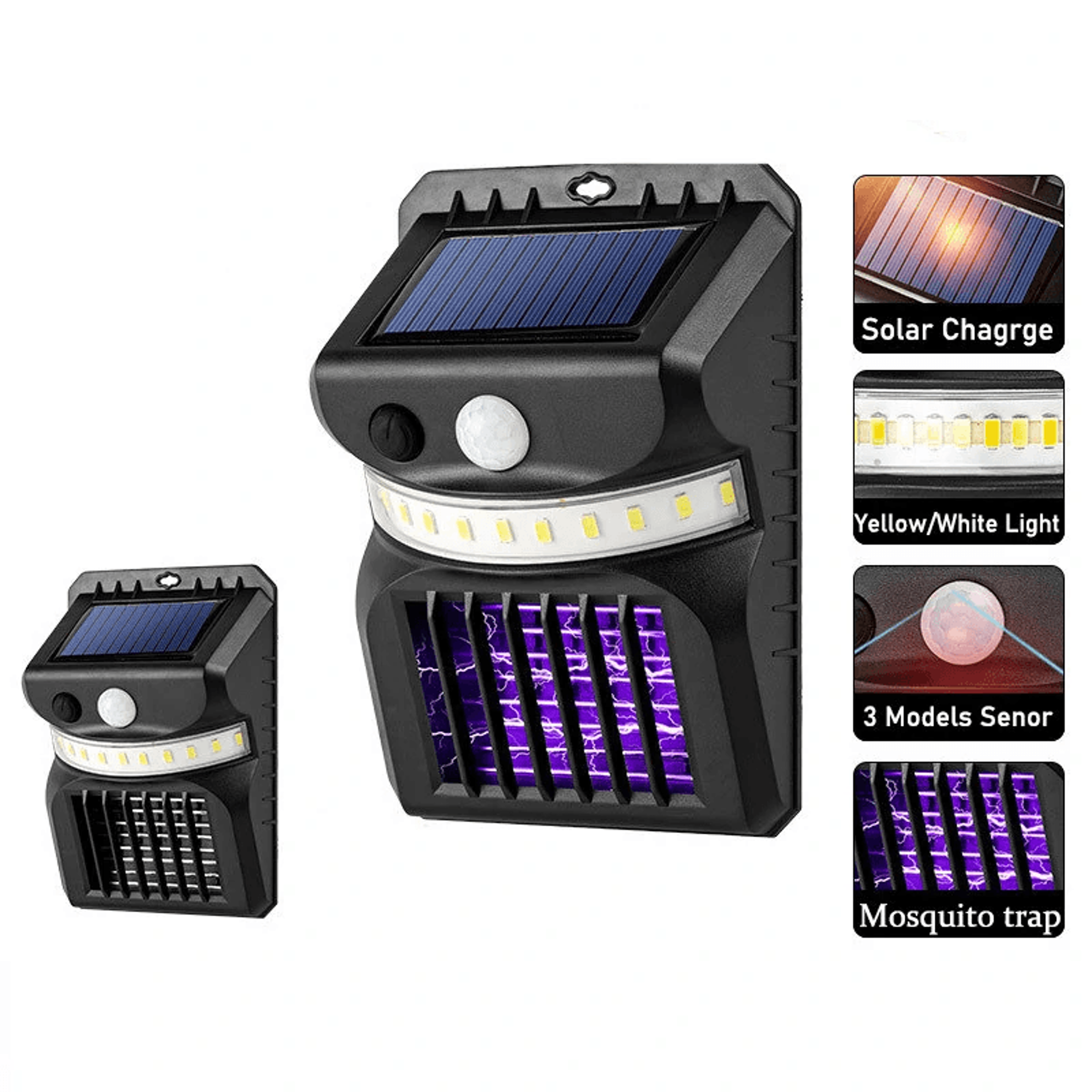 Solar Mosquito Zapper Wall Light With Motion Sensor And Dual Color Lighting 1