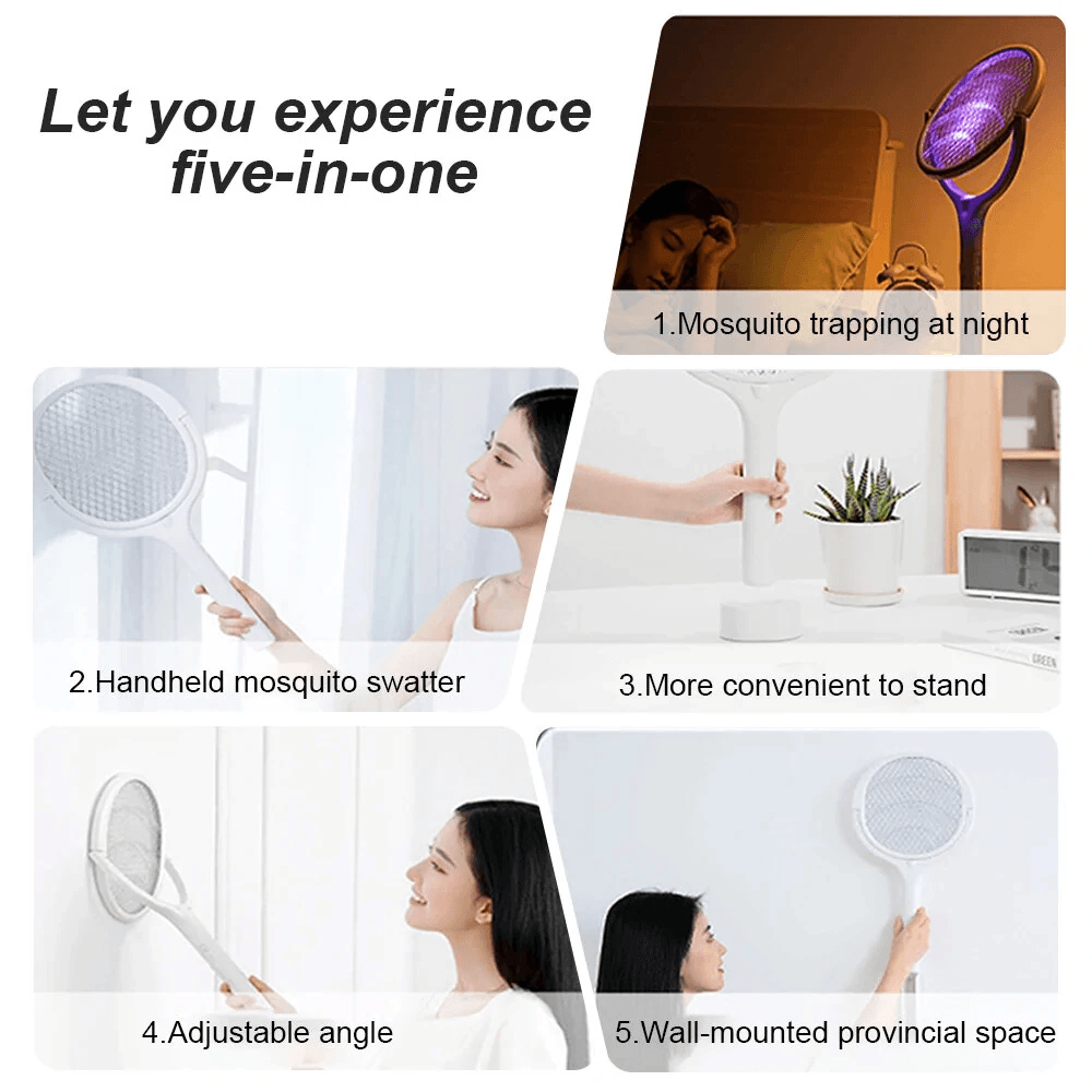 Rechargeable Electric Bug Zapper Swatter With Adjustable Lamp 4