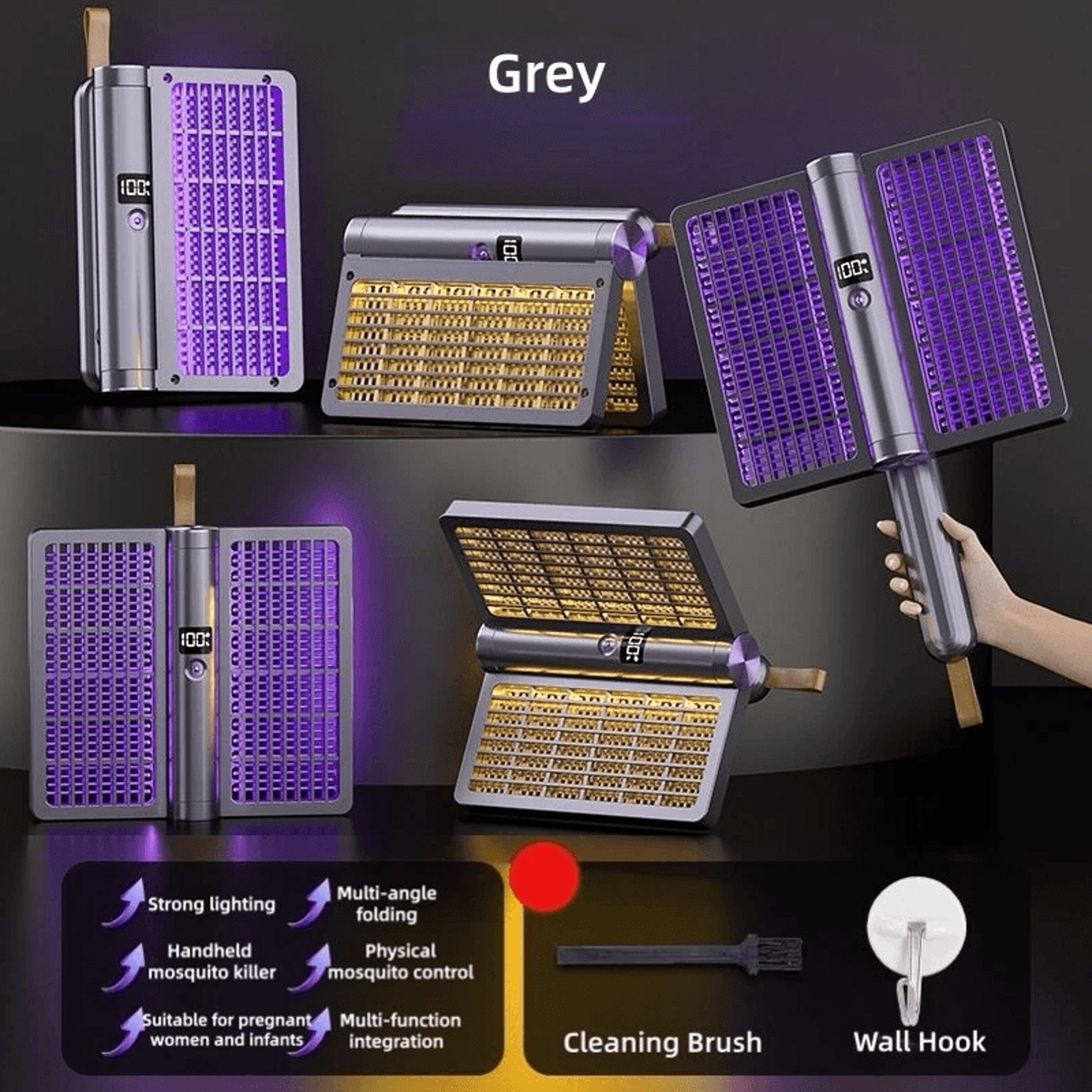Rechargeable Electric Mosquito Swatter With UV Bug Zapper And LED Display 6