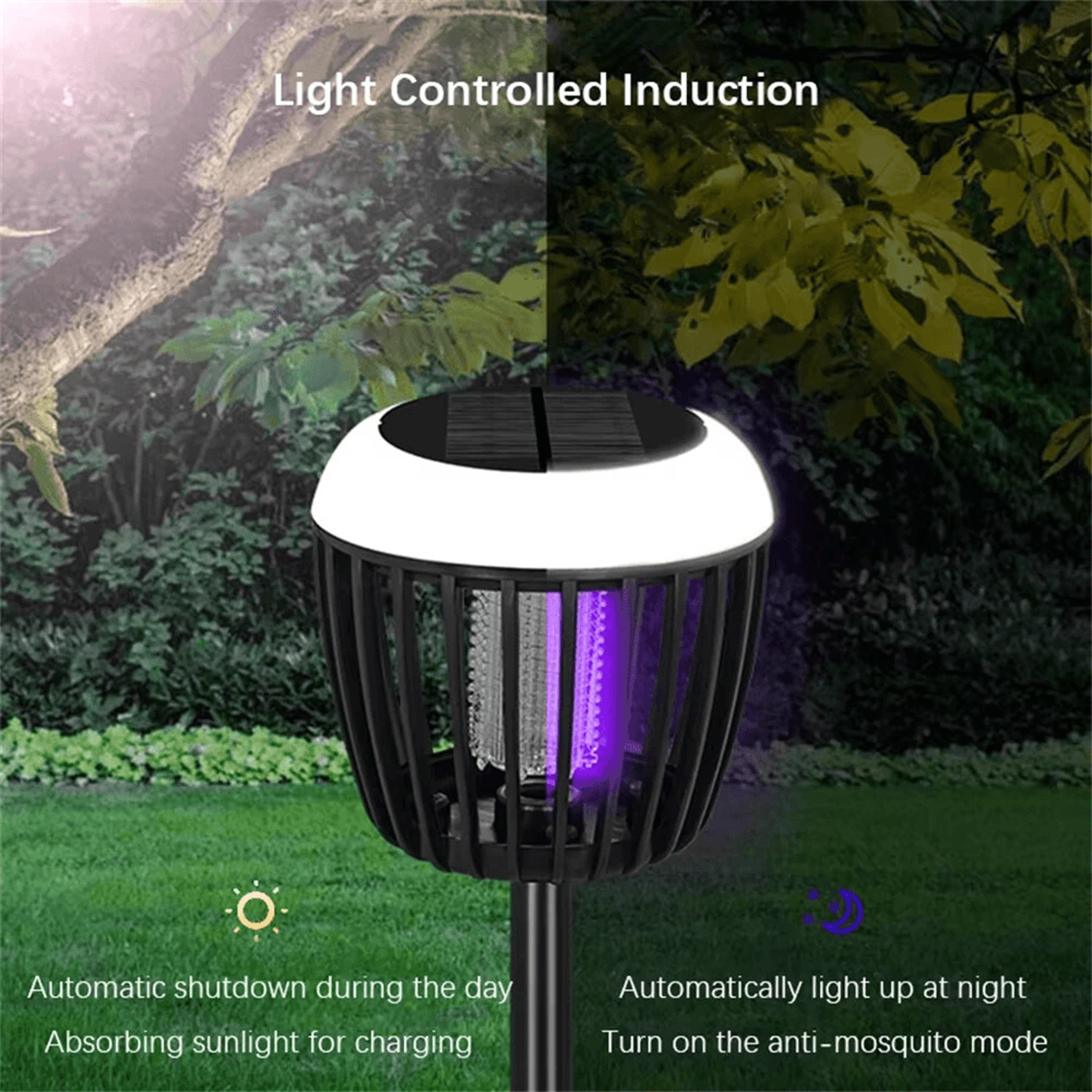 Solar Mosquito Killer Lawn Light With UV Bug Zapper And Lighting Mode 3