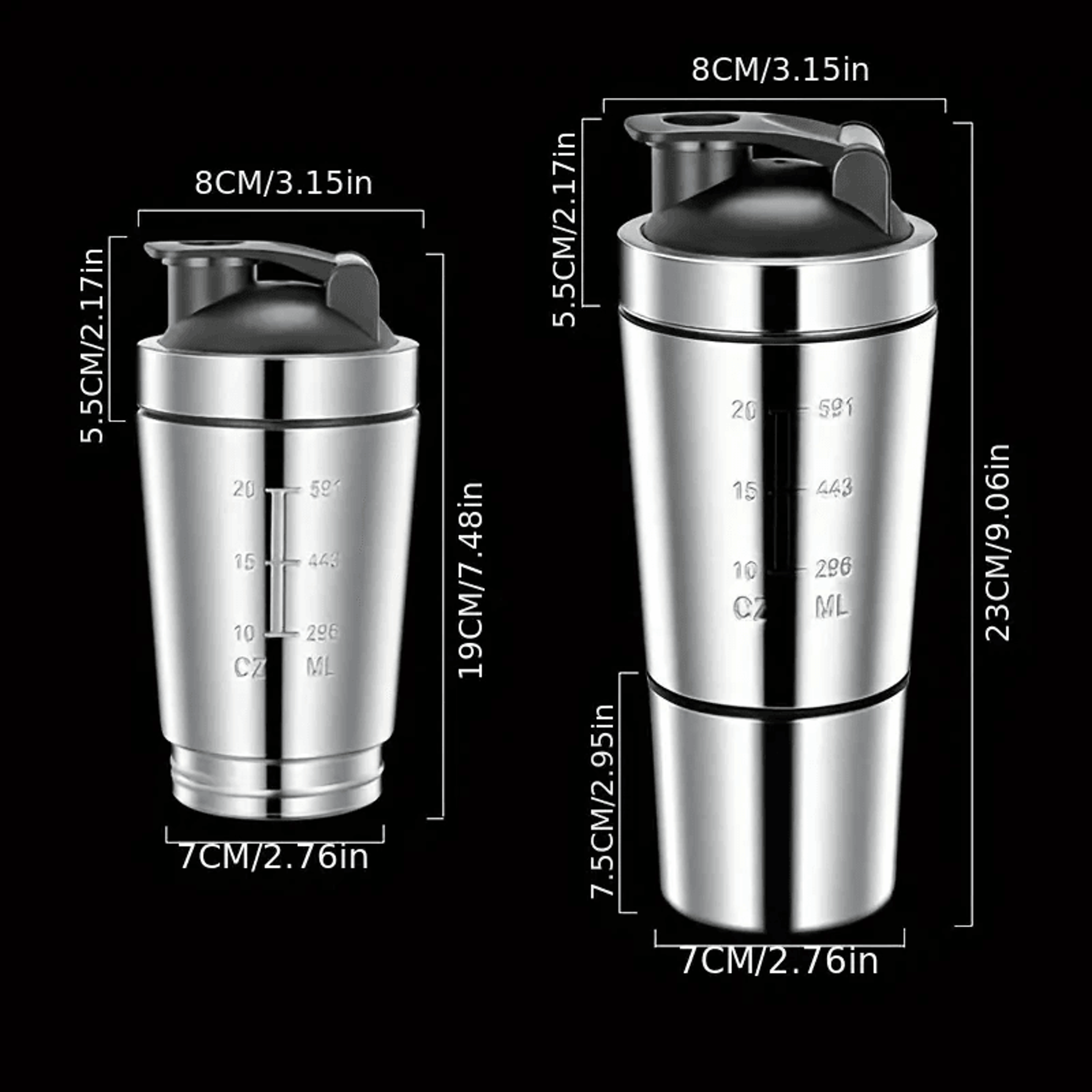 Stainless Steel Protein Shaker Cup With Plus Capacity 9