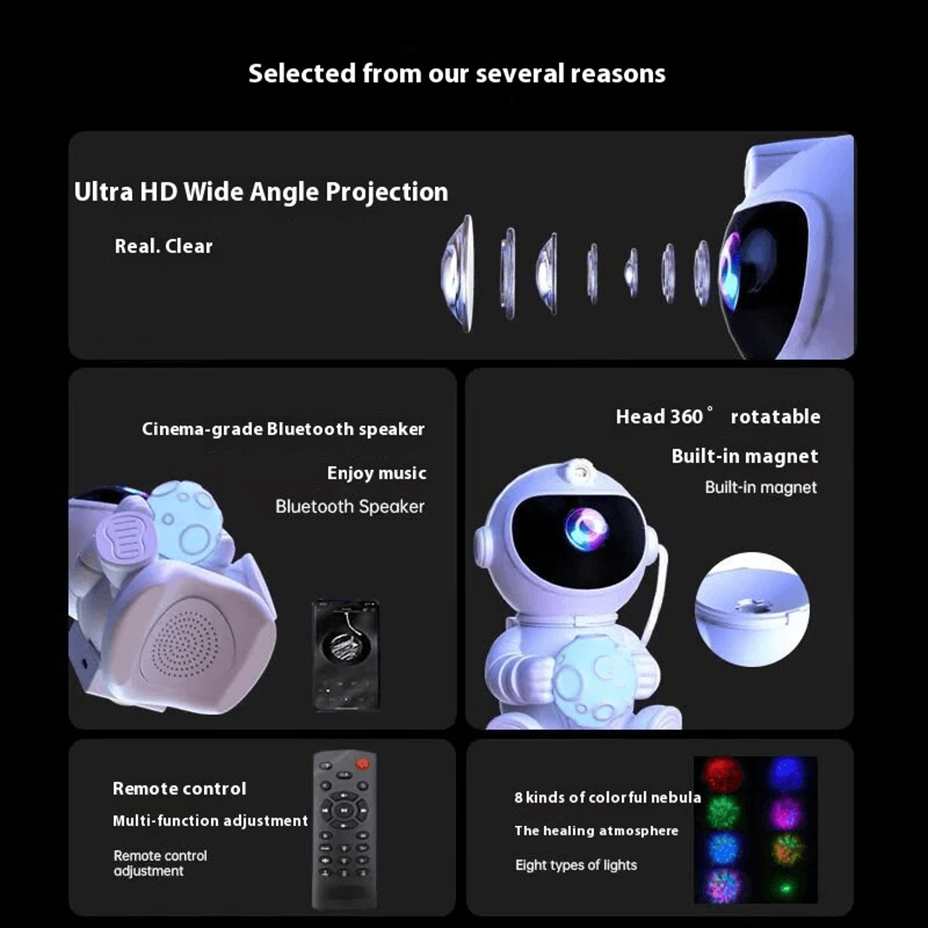 LED Astronaut Star Projector With Bluetooth Speaker And Remote Control 3