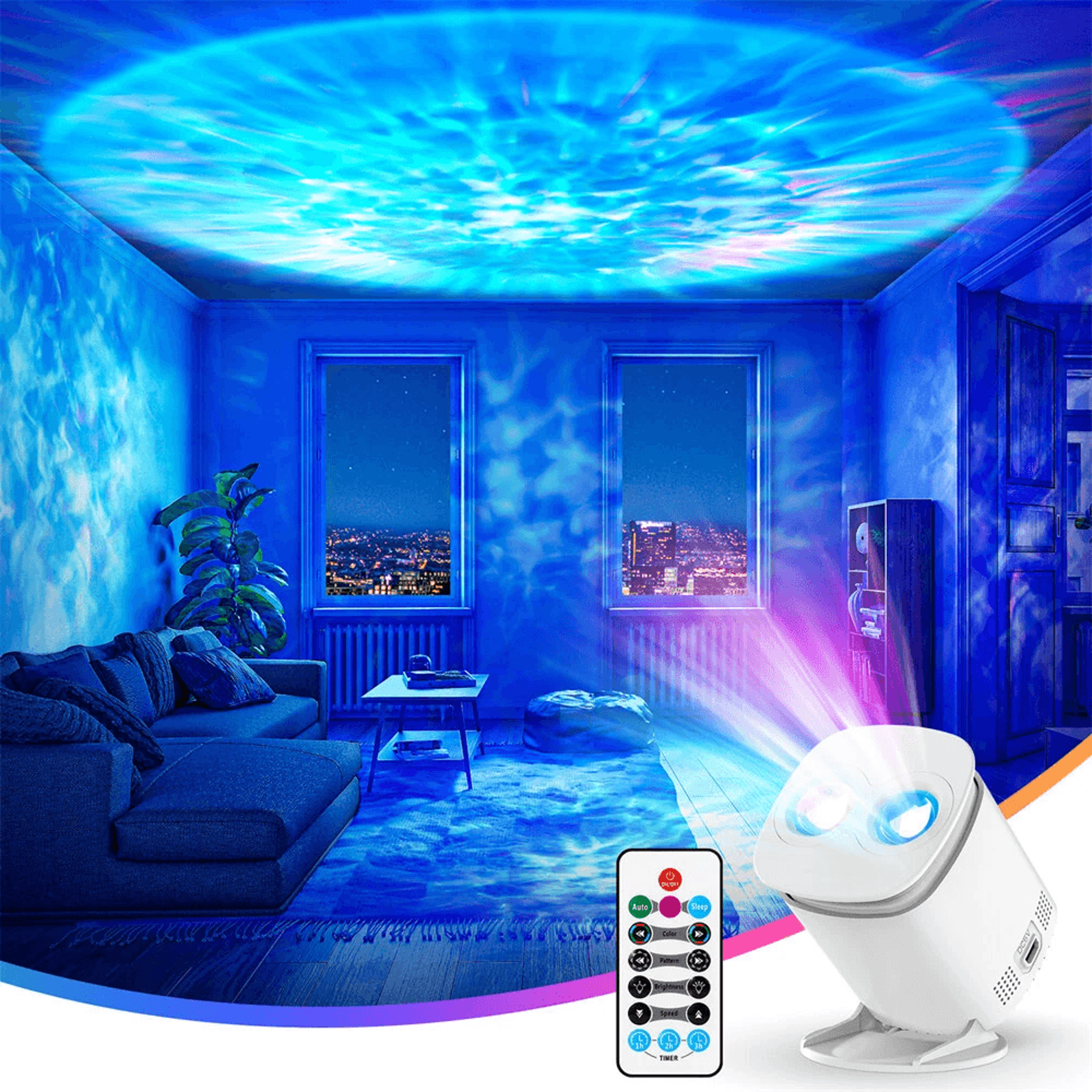 Galaxy Projector Night Light With Sunset Effect Remote Control And Timer 0