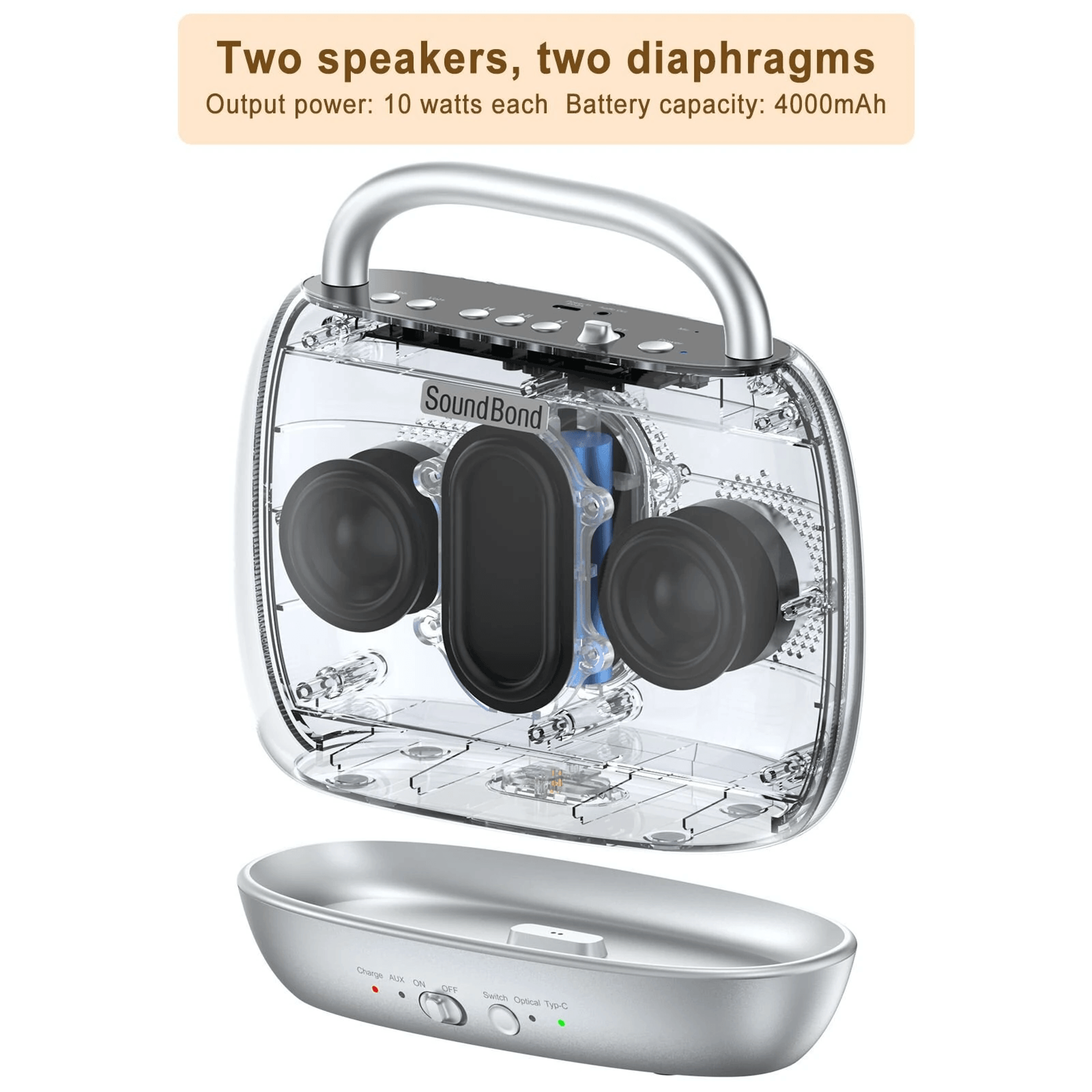 Wireless TV Speaker With Bluetooth Output And Battery 3