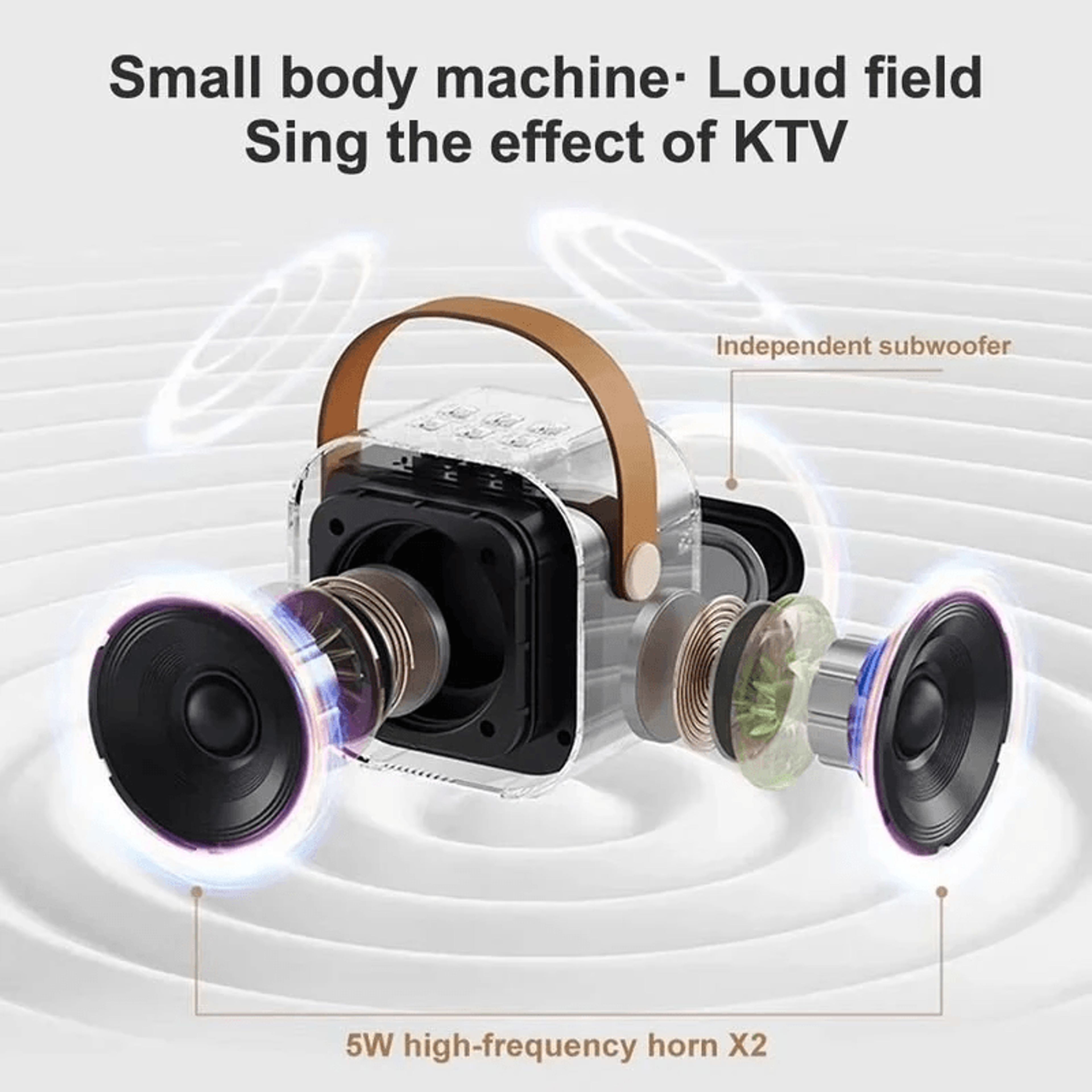 Mini Bluetooth Karaoke Speaker With Wireless Microphone RGB Lighting And Deep Bass 5