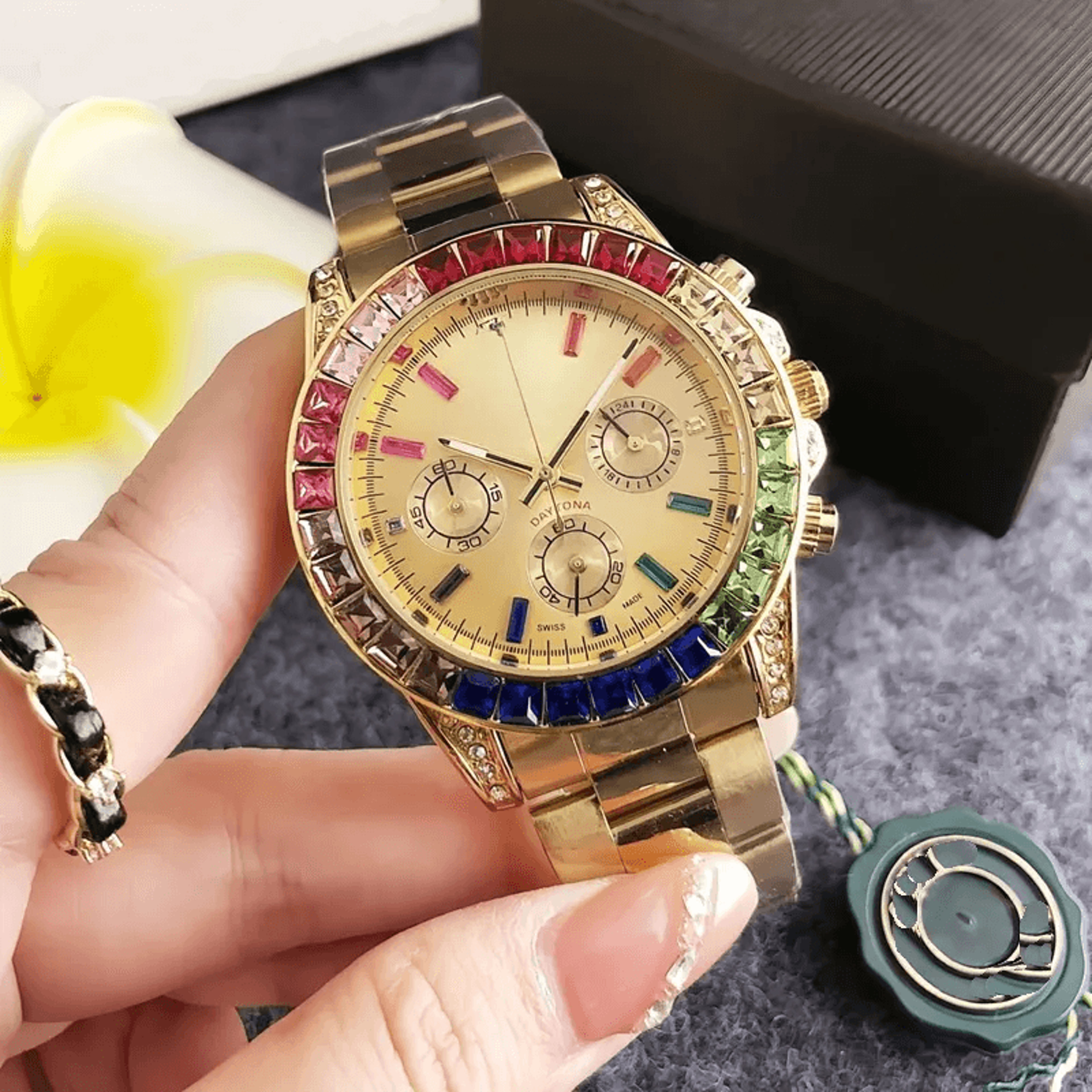 Mens Quartz Chronograph Watch With Diamond Accents And Stainless Steel Band 5